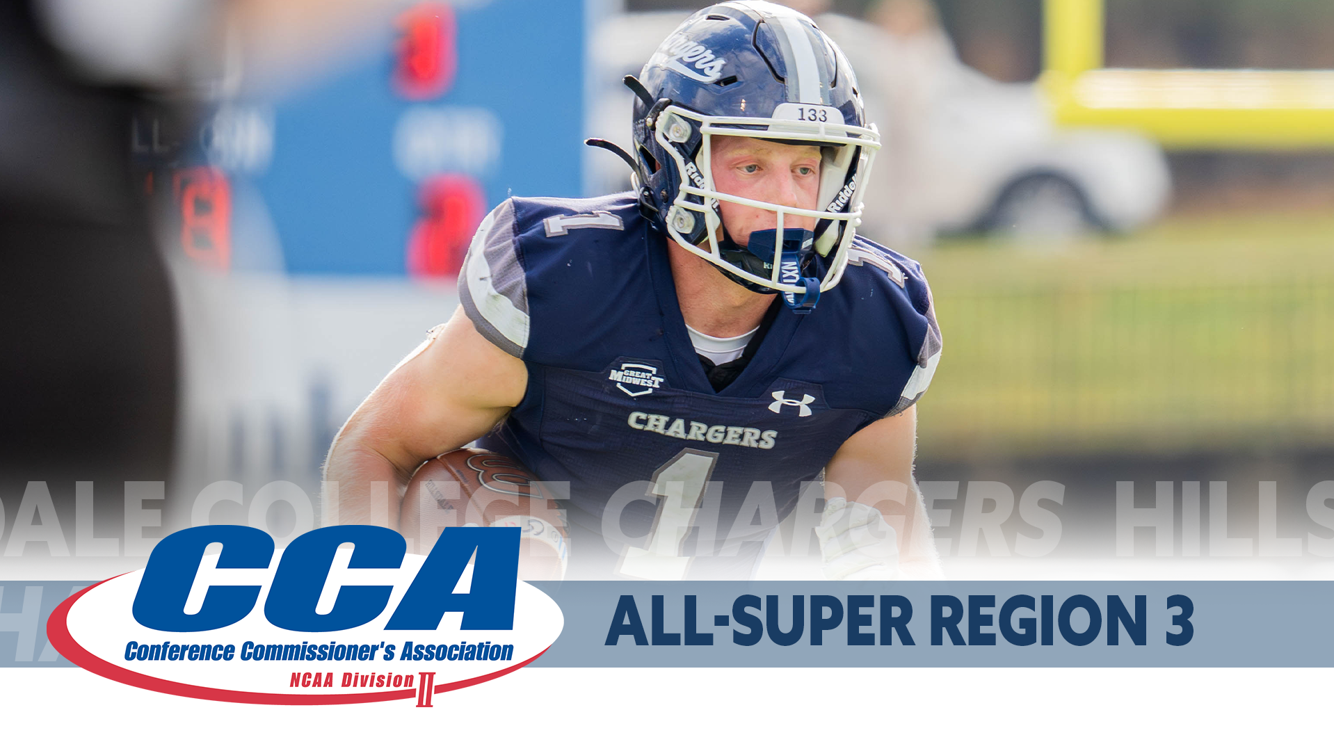 Close up of Hillsdale's Shea Ruddy as he returns a kick against Ohio Dominican on Nov. 15, 2025.