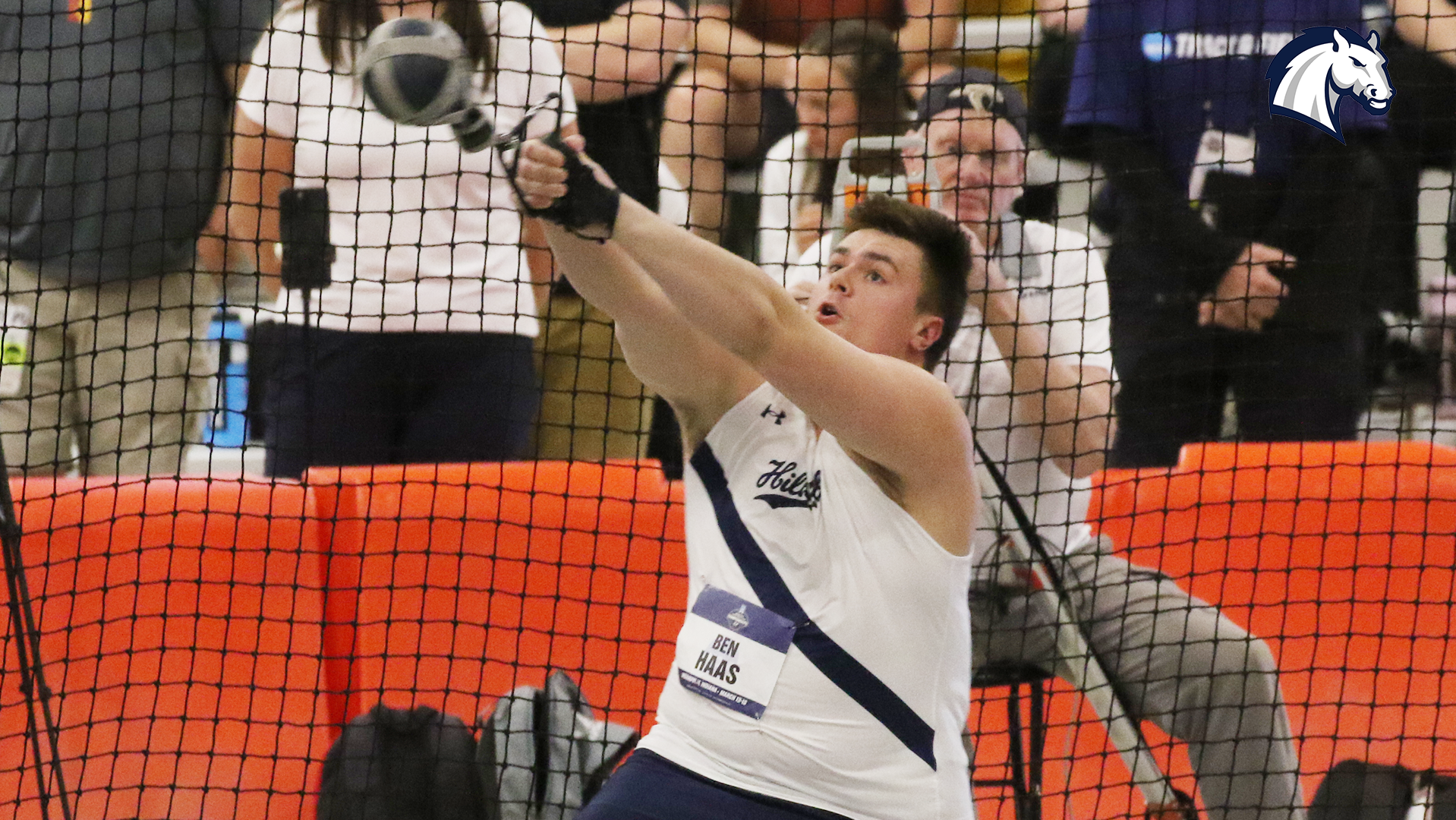 Hillsdale's Ben Haas competes in the weight throw at the NCAA DII Indoor Championships on March 14, 2025.