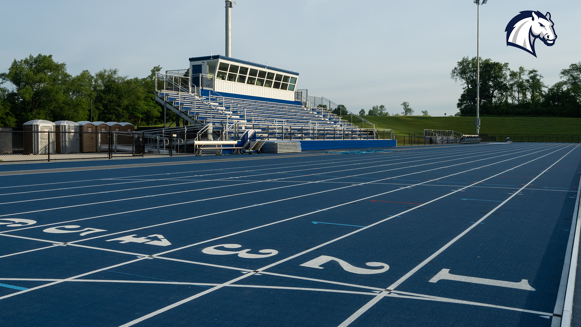 Shot of the straightaway on the Hillsdale College outdoor track at Hayden Park
