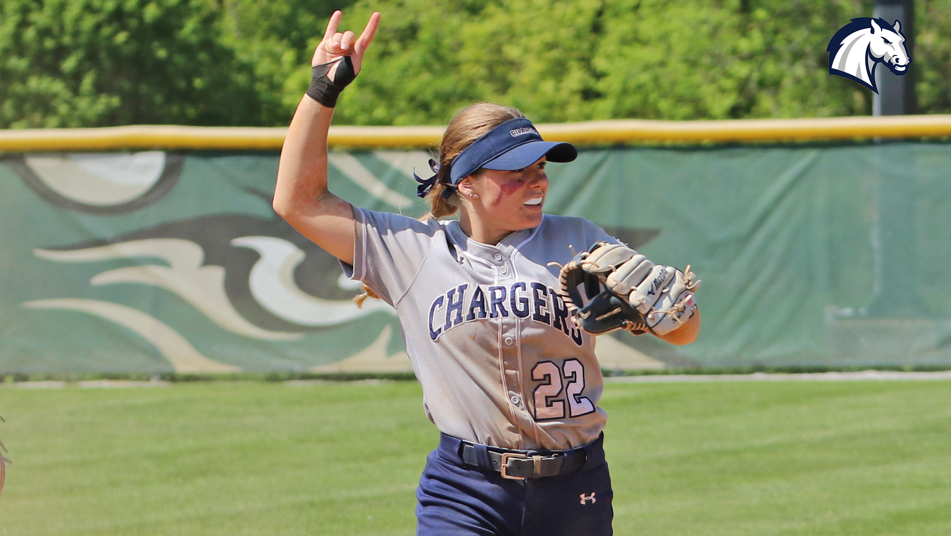 Hillsdale's Taylor Lewis celebrates after recording the second out of an inning in an NCAA Tournament clash against UIndy in May of 2025 at Tiffin University.