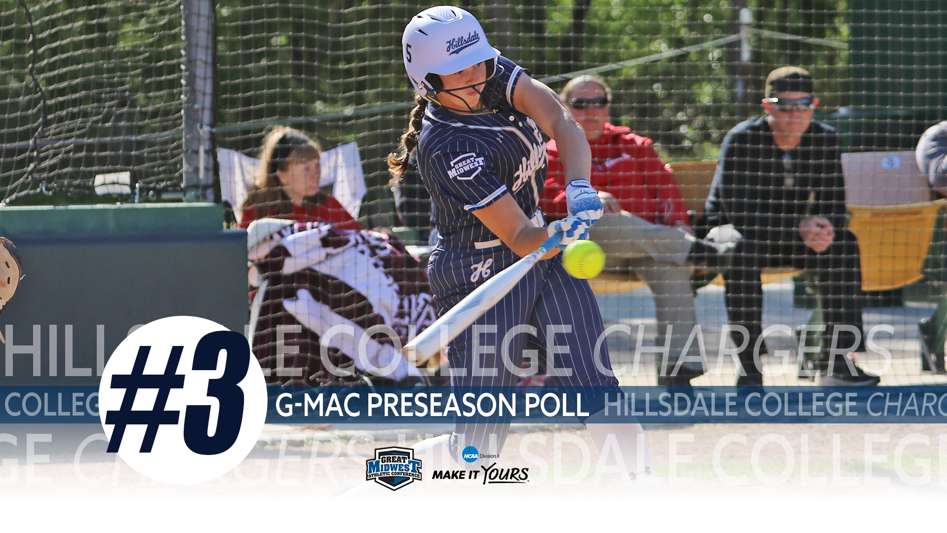 Hillsdale's Maggie Olaveson barrels up to a fastball during the Chargers' NCAA Tournament game against Tiffin in May 2025.