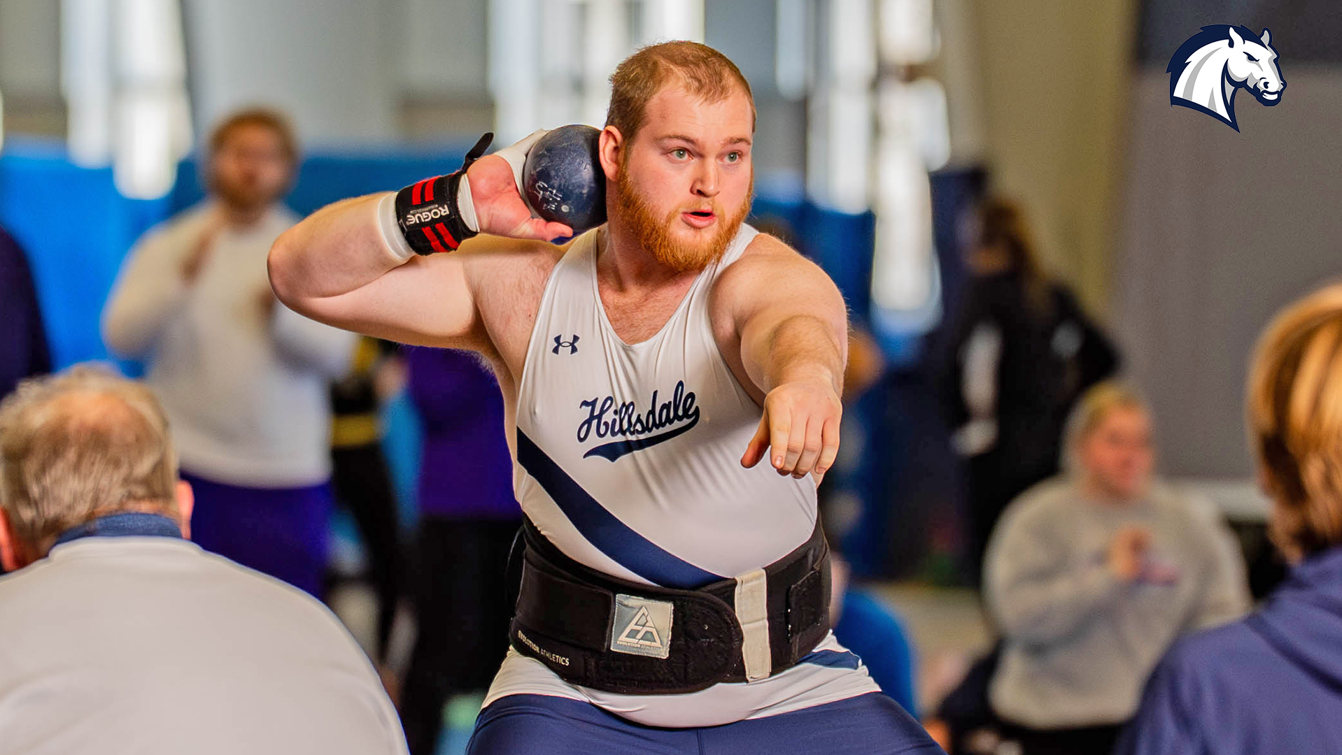 Hillsdale's Yahli Salzman competes in the shot put at the 2026 Wide Track Classic.