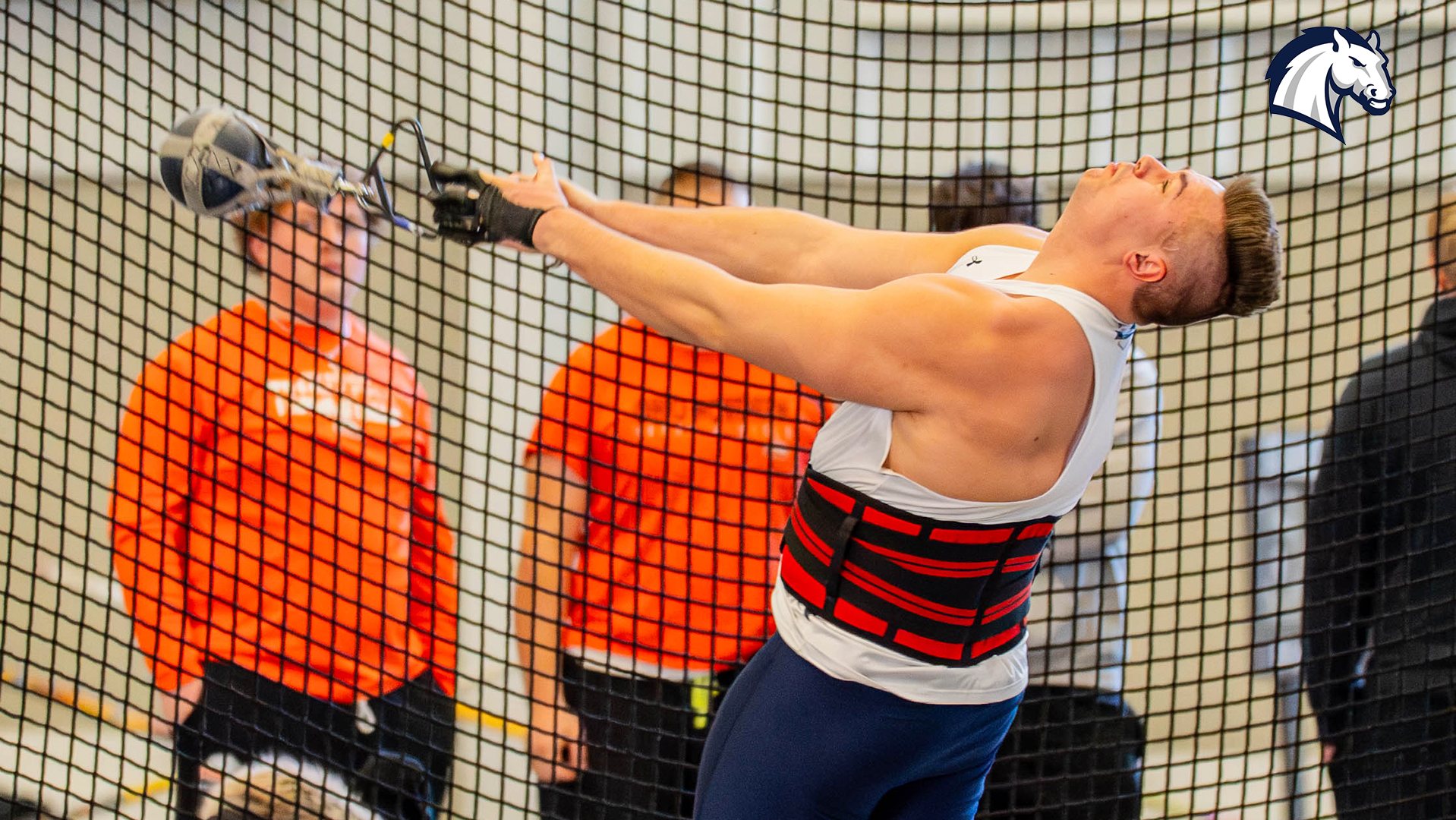 Hillsdale's Ben Haas competes in the weight throw at the home Wide Track Classic on Jan. 23, 2026.