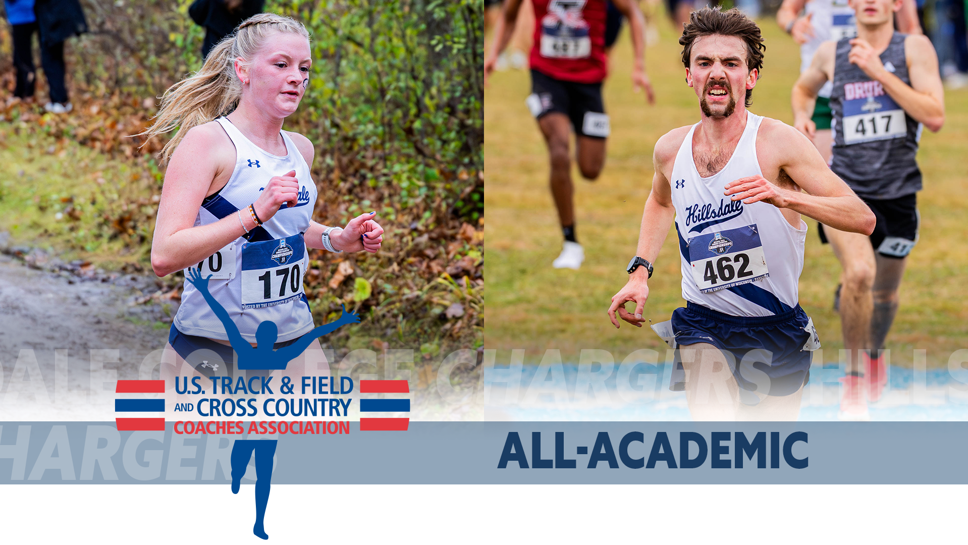 USTFCCCA All-Academic honorees Eleanor Clark (left) and Nathaniel Osborne.