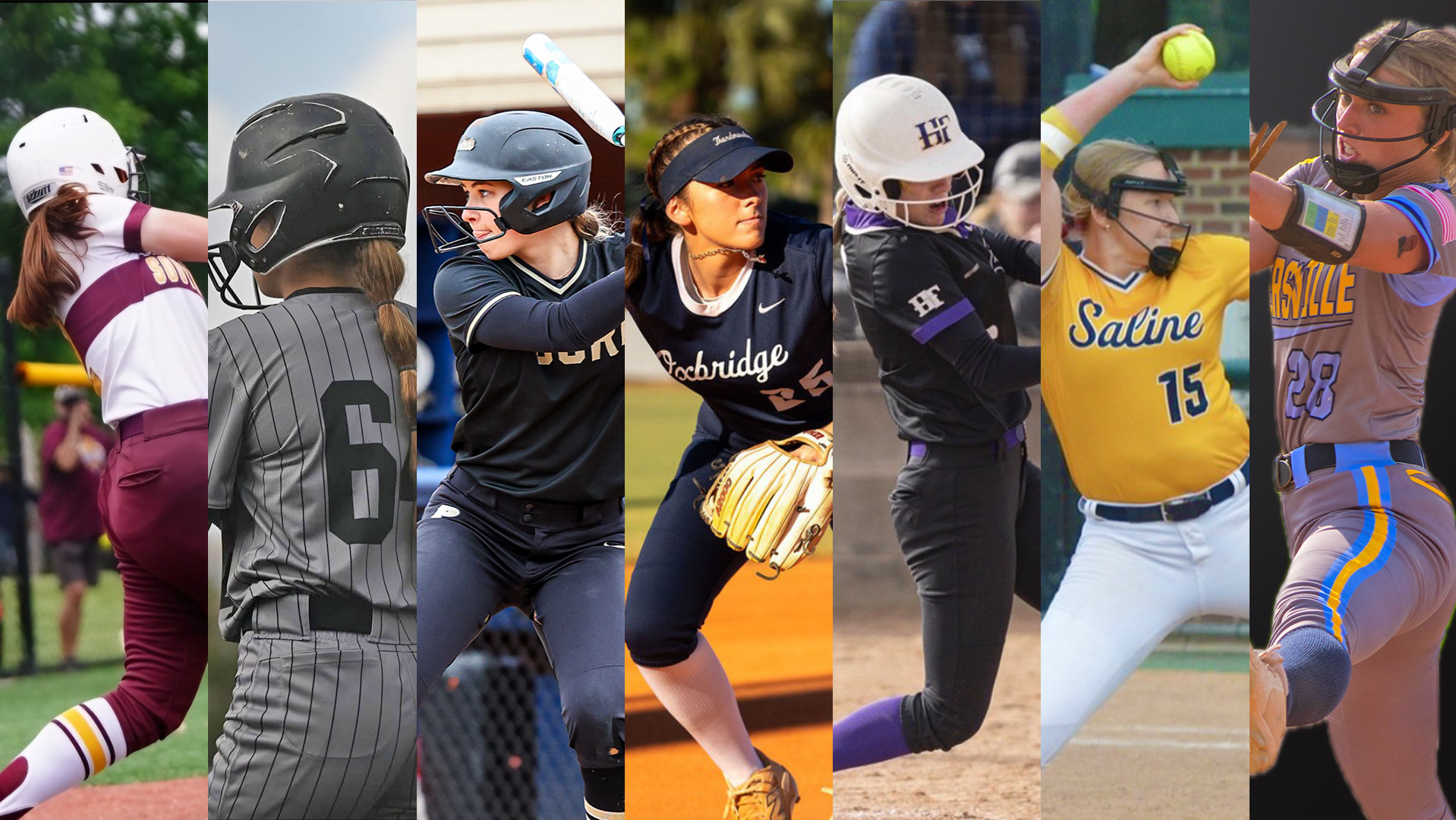 Hillsdale College softball's 2026 Signing Day Class -- from left, Keira Brogan, Sophia Chouinard, Morgan Hoverman, Hadley Krasulak, Giuliana Magnetti, Zosia Mazur and Kendra Waldron.