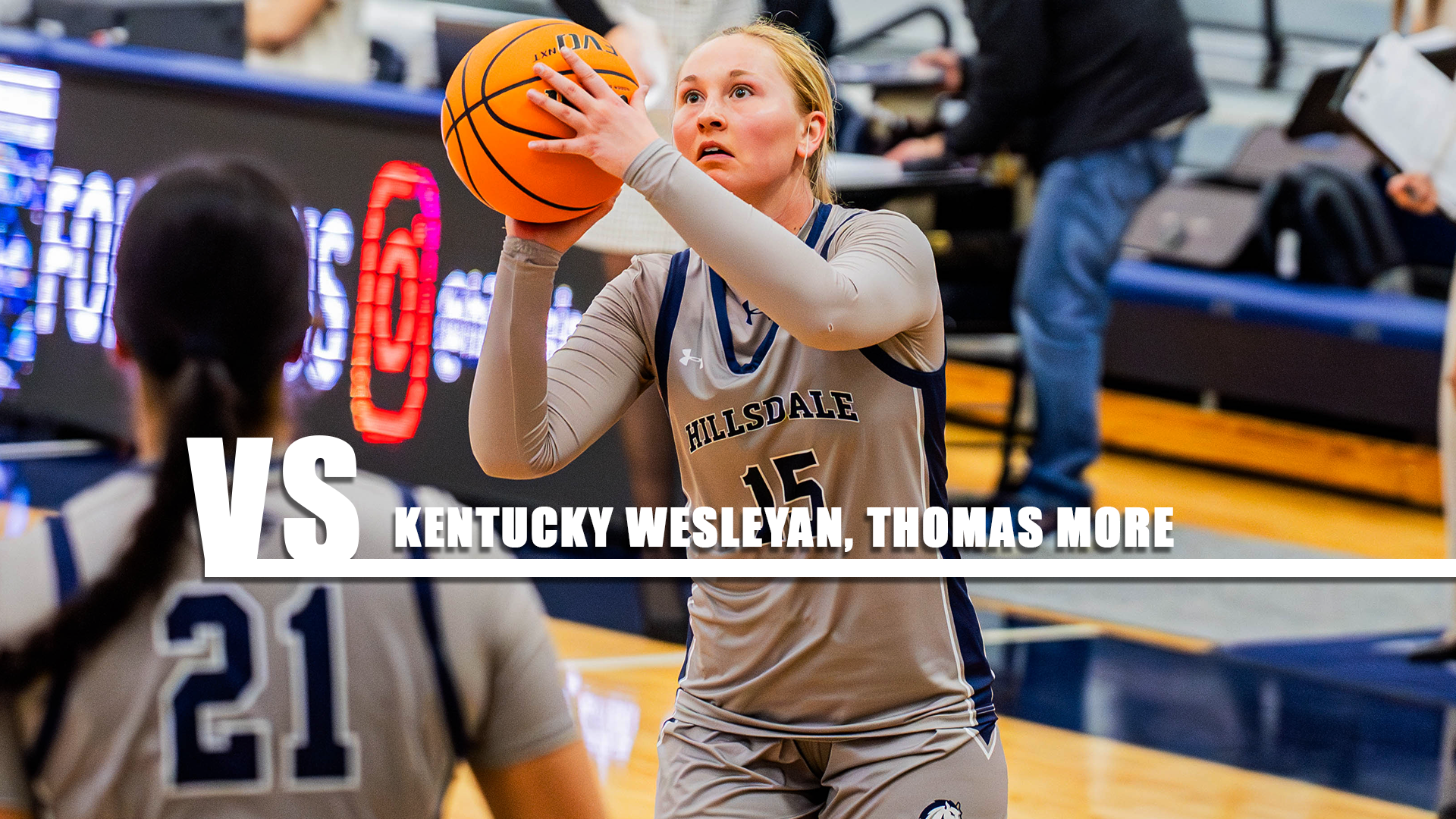 Hillsdale's Maddie Smith lines up a shot during a contest against Walsh on Jan. 5, 2026.