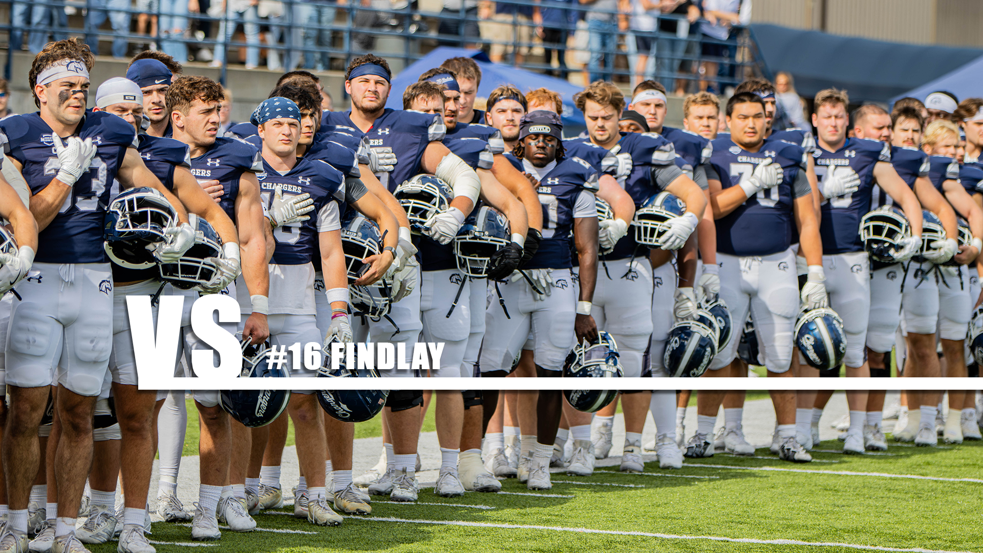 Hillsdale players line up for the national anthem before the Oct. 10, 2026 game against Walsh.