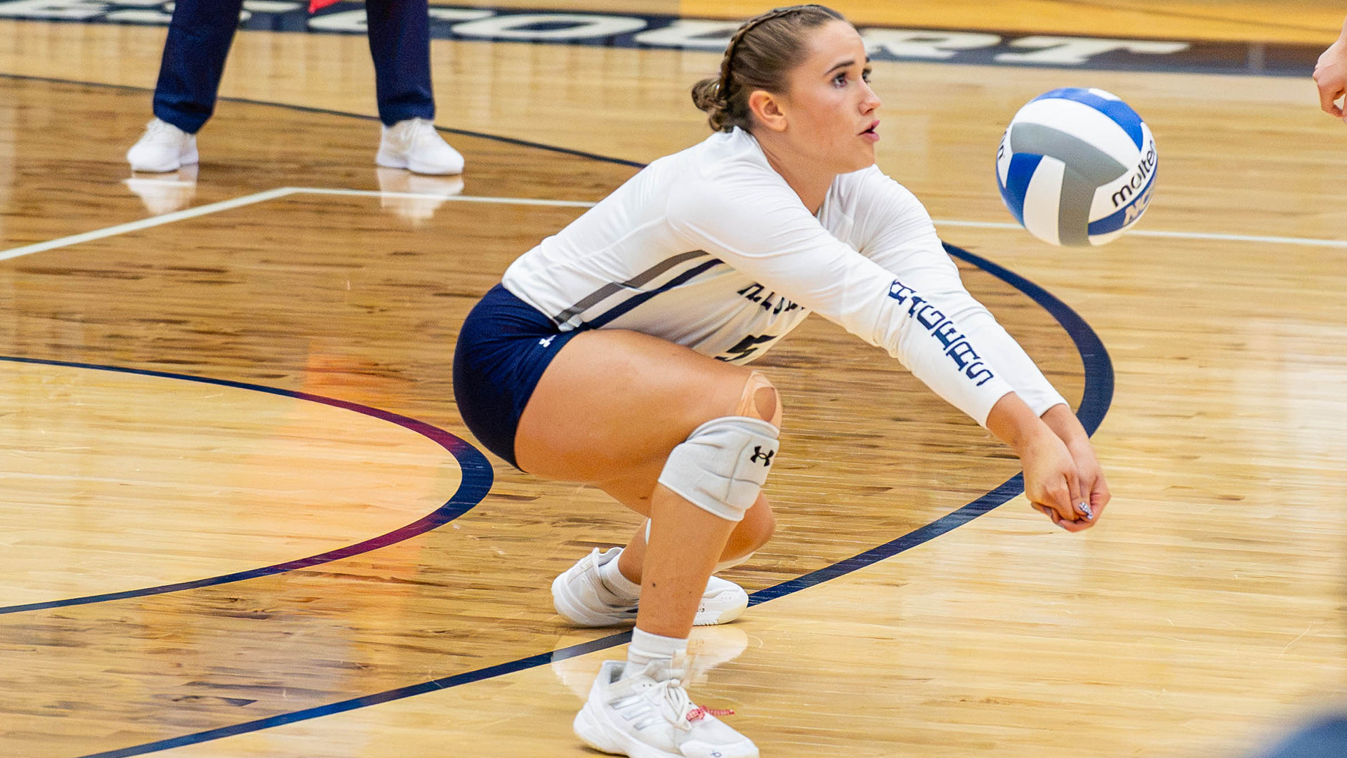 Hillsdale's Chloe Pierce digs out a ball during a match against Kentucky Wesleyan on Sept. 25, 2026.