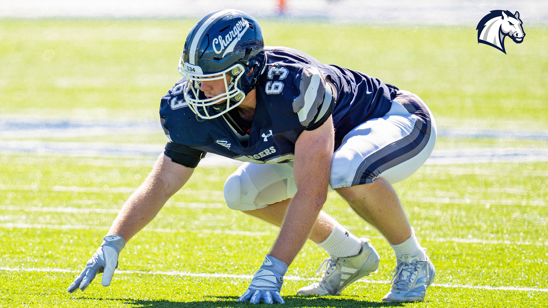 Hillsdale's Drake Badger prepares to rush the passer during a contest against Thomas More on Sept. 26, 2026.