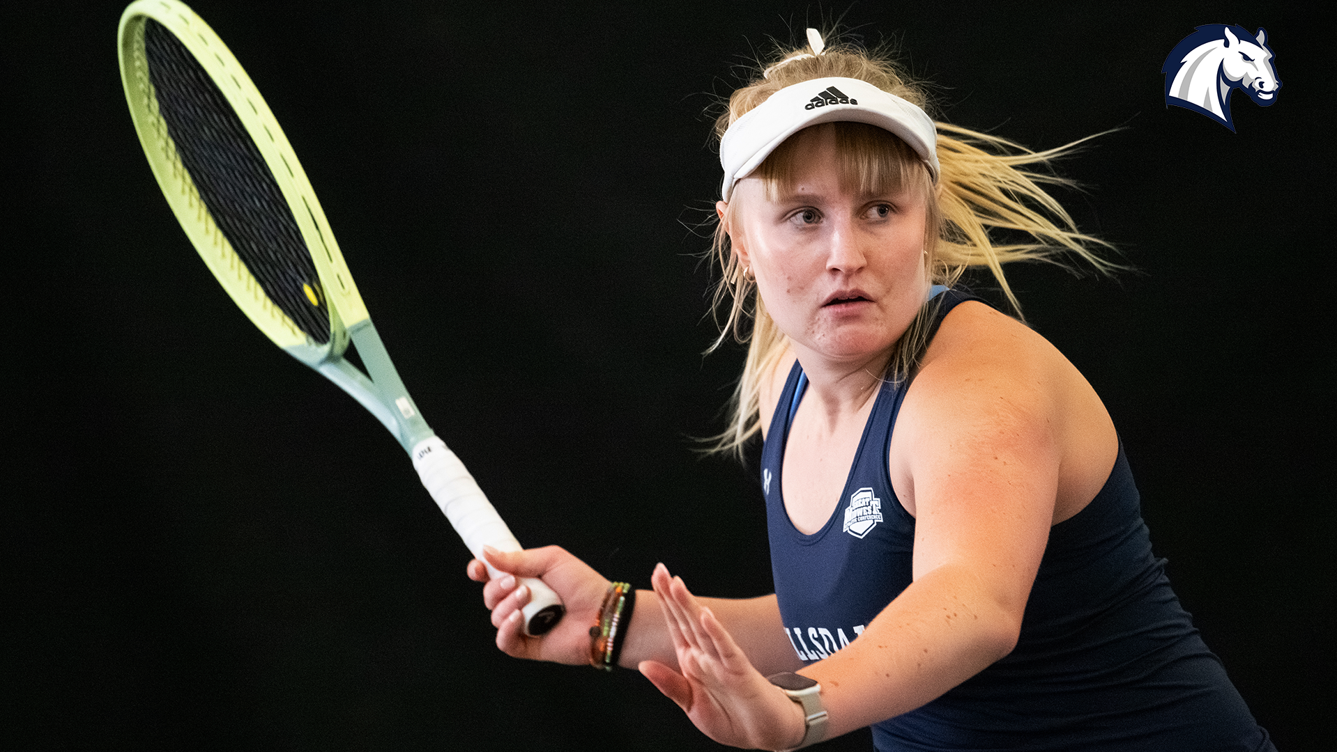 Hillsdale's Ane Dannhauser tracks the ball during a point against Goshen on Feb. 7, 2026.