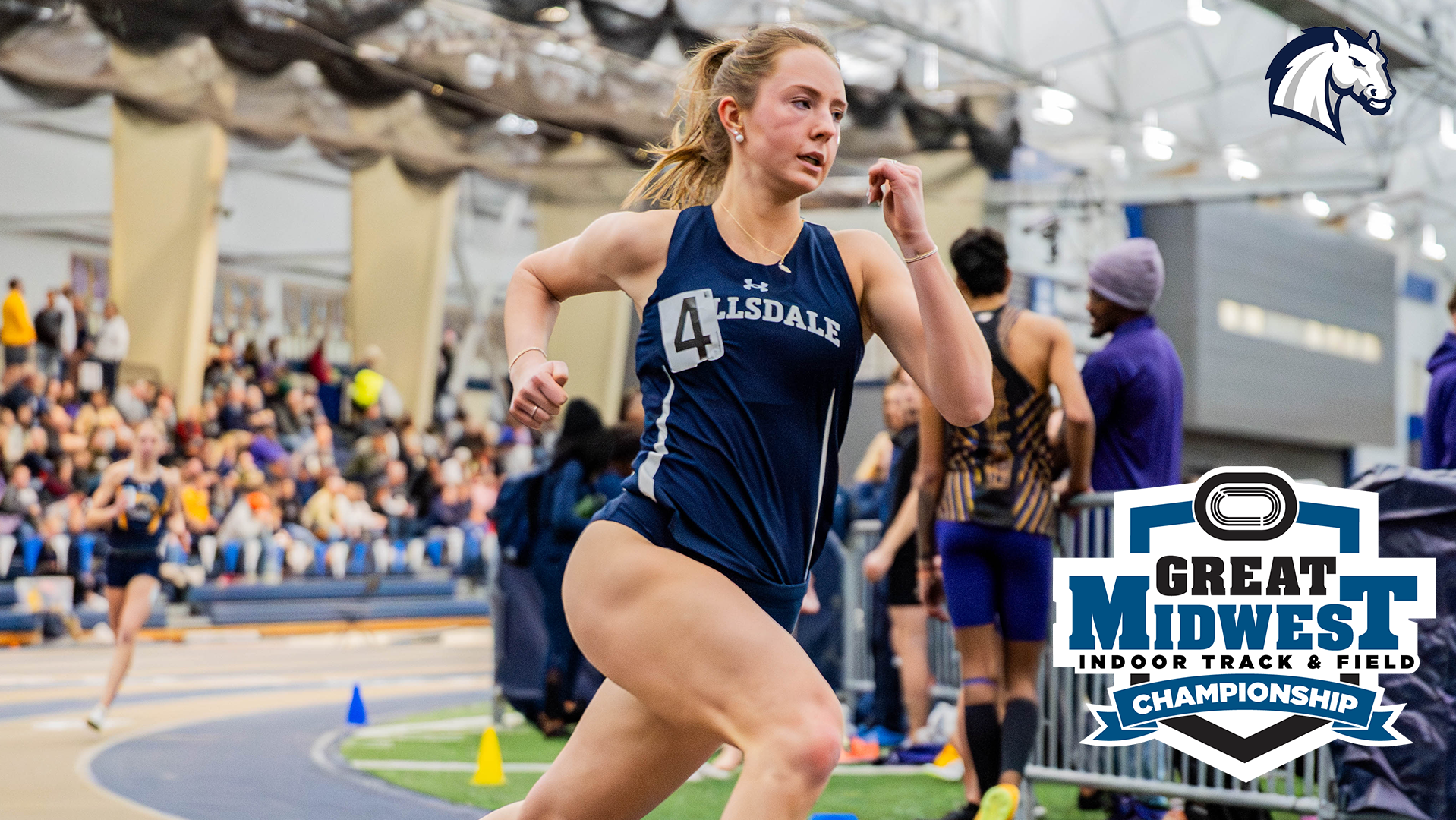 Hillsdale's Johana Krutzik competes in the 400m dash at the Al Campbell Invite in Akron on Jan. 16, 2026.
