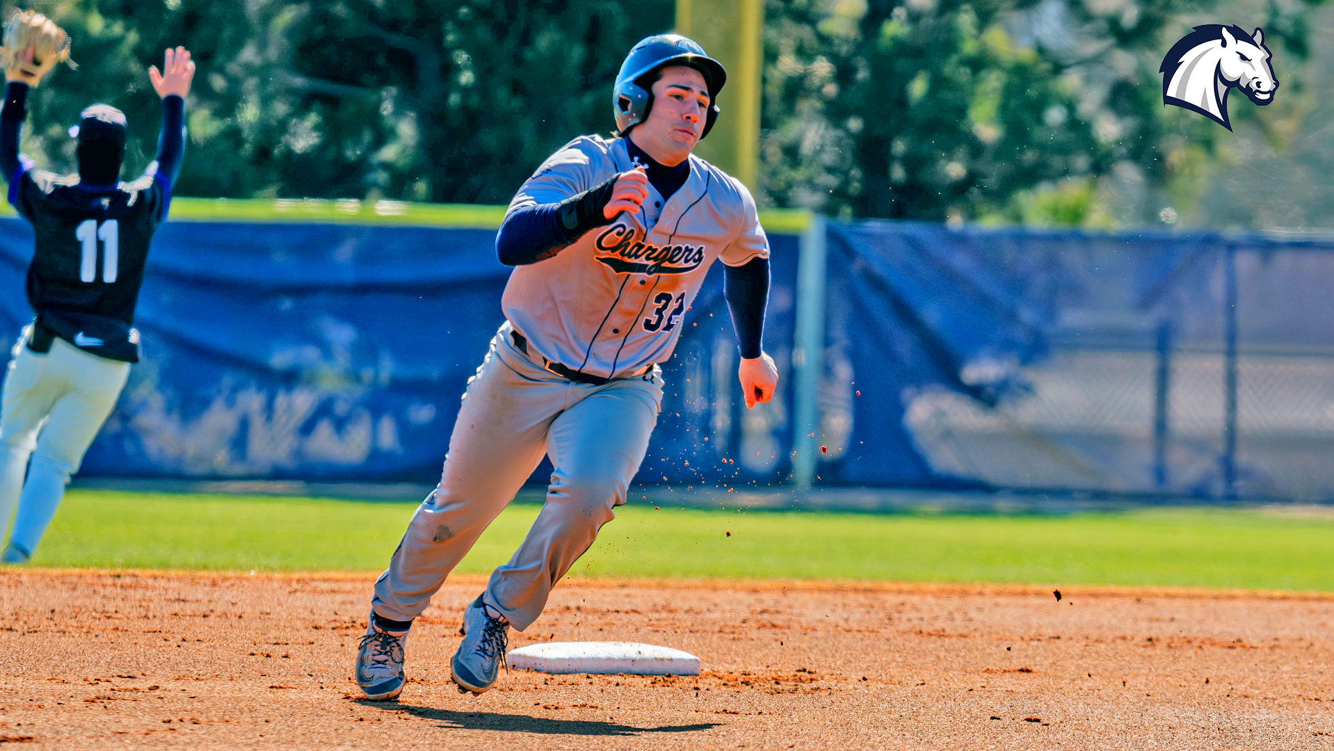 Hillsdale's Rocco Tenuta runs the bases against Montevallo on Jan. 30, 2026.