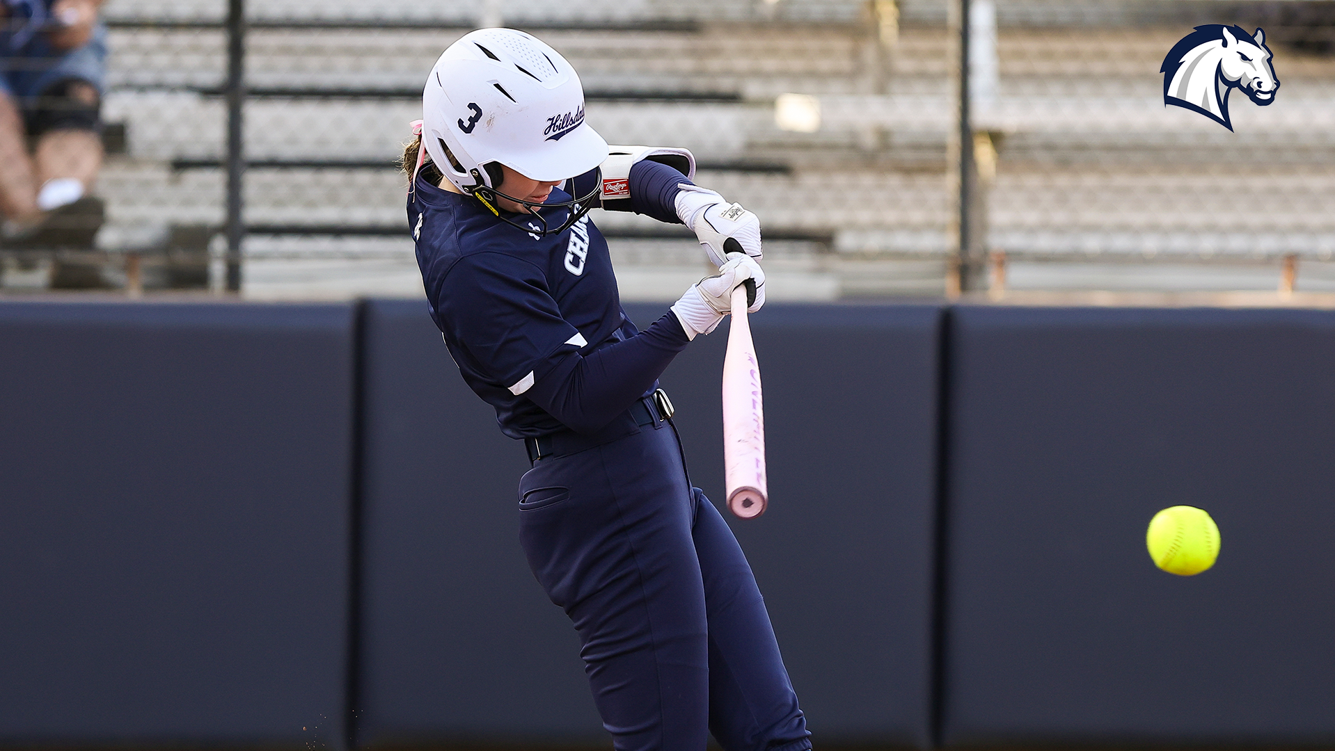 Hillsdale's Nathalie Hagle puts the ball in play during a contest against Northeastern State on Feb. 8, 2026 in Tyler, Texas.