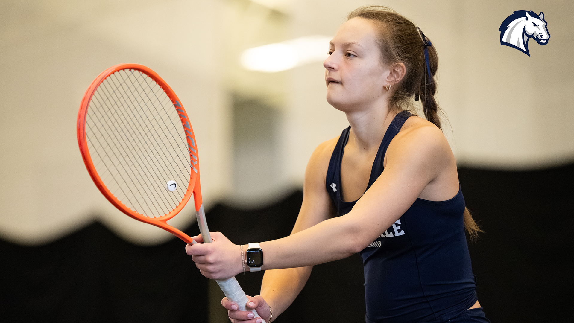 Hillsdale's Esther Sura waits in a stance for the serve.