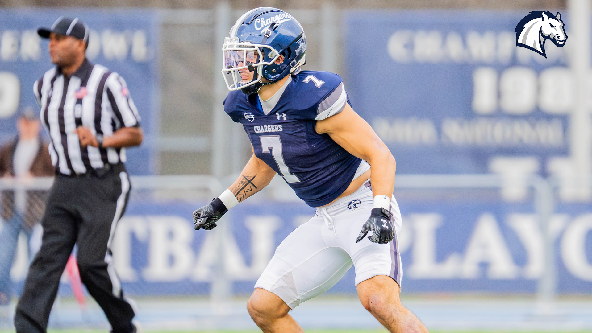 Hillsdale's Colin Morrow waits in his stance for the play to start against Ohio Dominican on Nov. 15, 2026