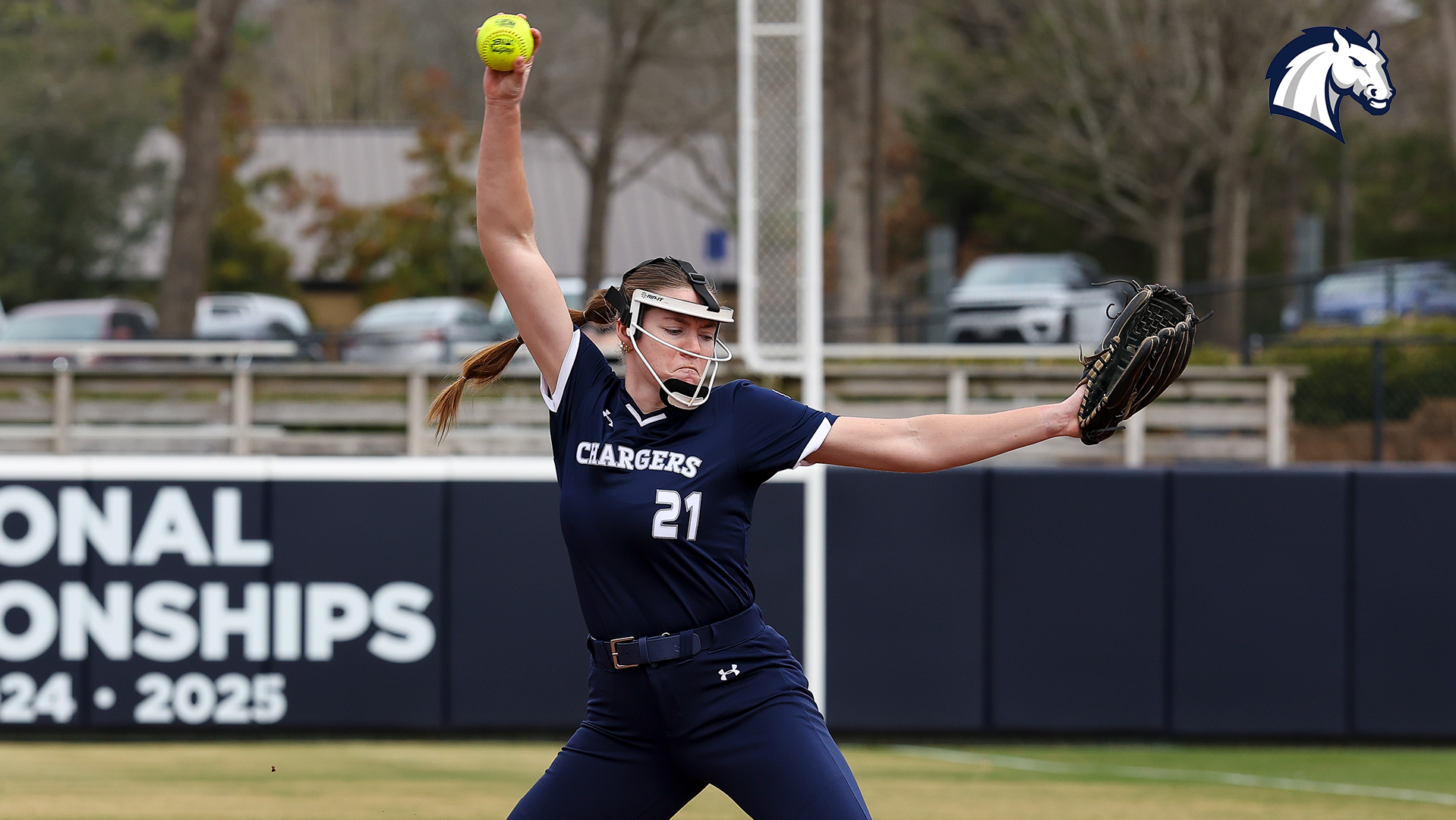 Hillsdale's Mackenzi Maxson delivers a pitch in a contest against Northeastern State on Feb. 8, 2026.