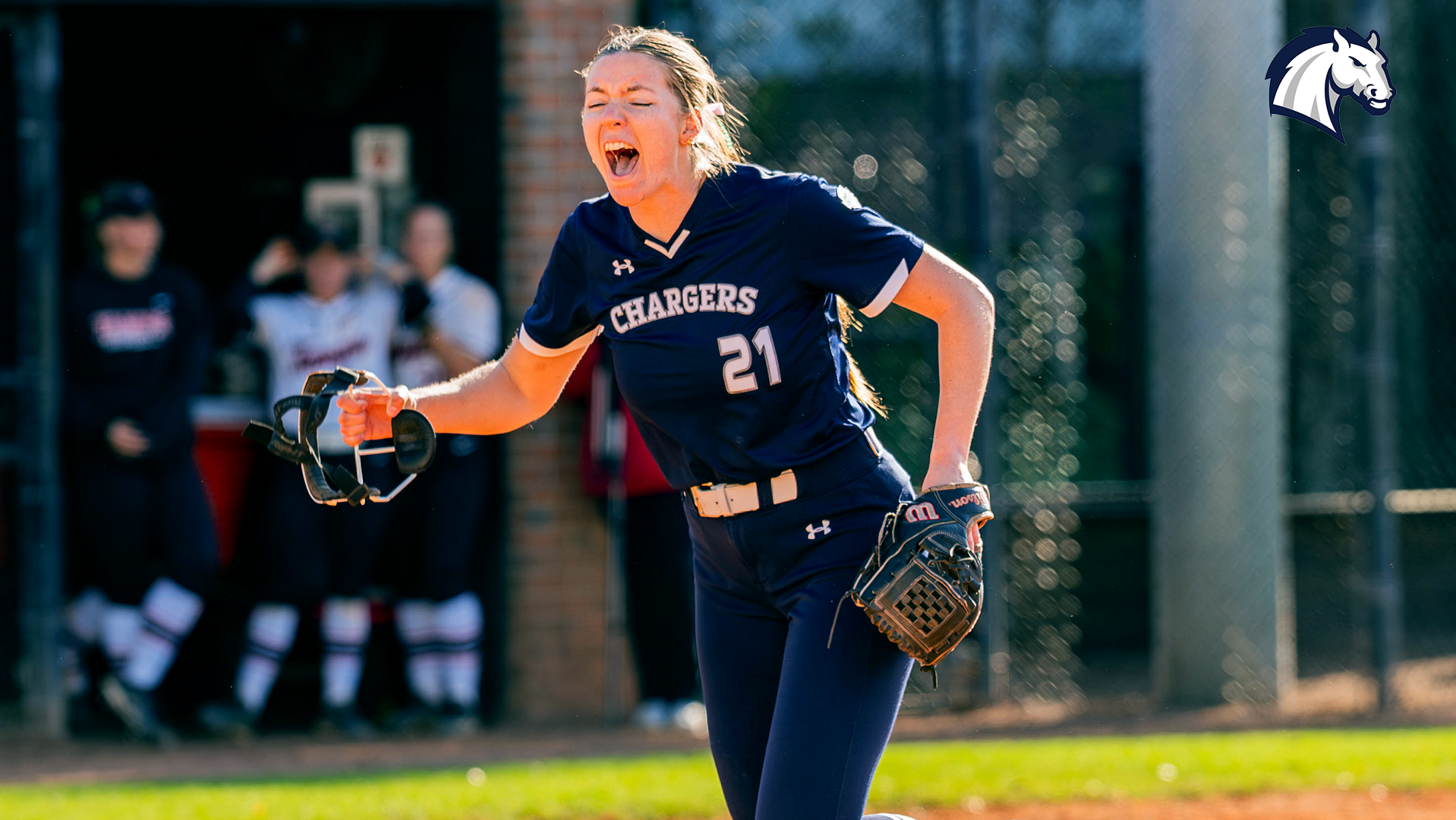 Hillsdale's Mackenzi Maxson celebrates after shutting out Tampa in a March 17, 2026 contest.
