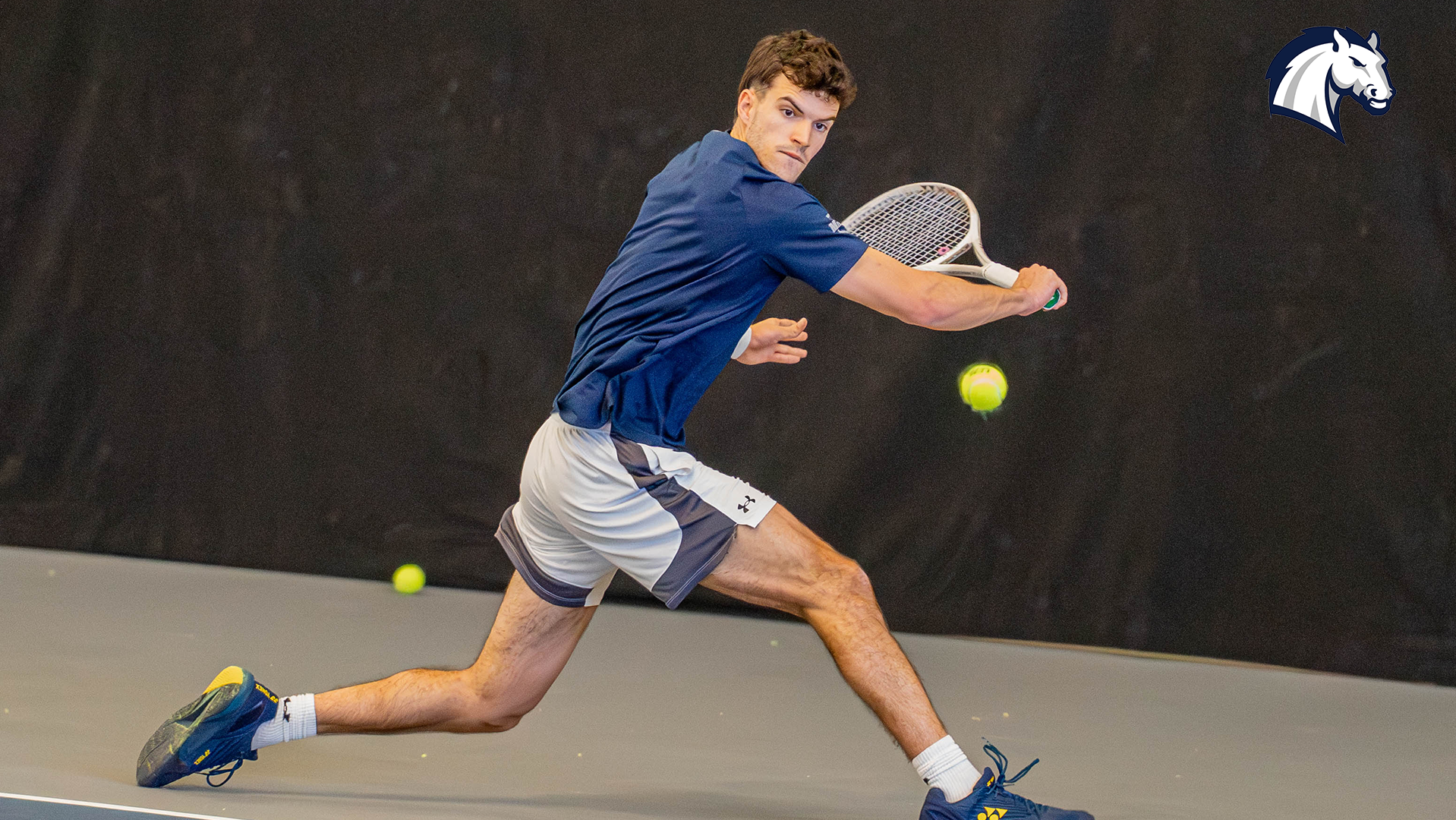 Hillsdale's Alex Cordero Lopez lines up a return shot during a match against Findlay on March 27, 2026.