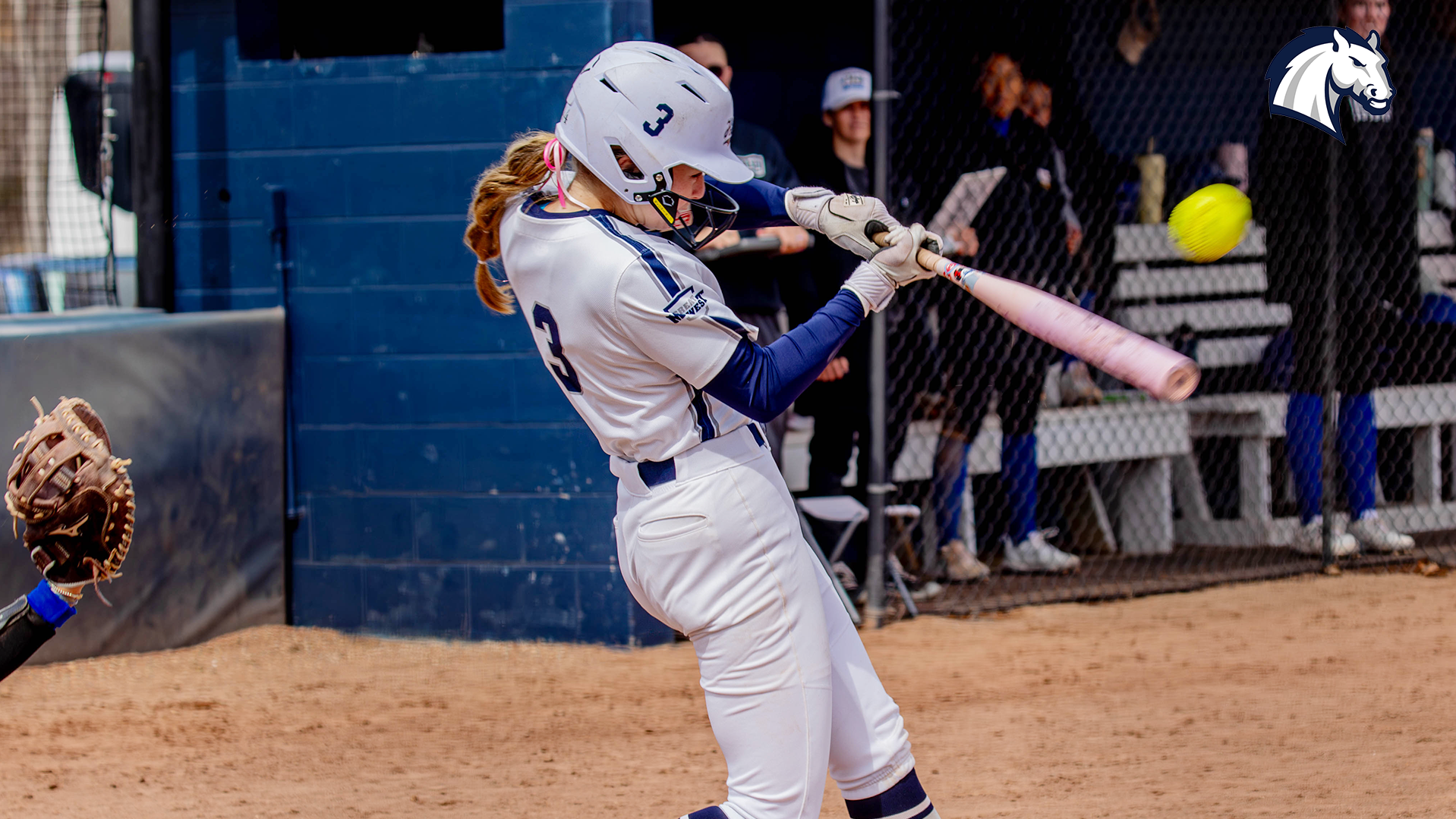 Hillsdale's Nathalie Hagle hits a fly ball during a doubleheader with Ursuline on March 29, 2026.