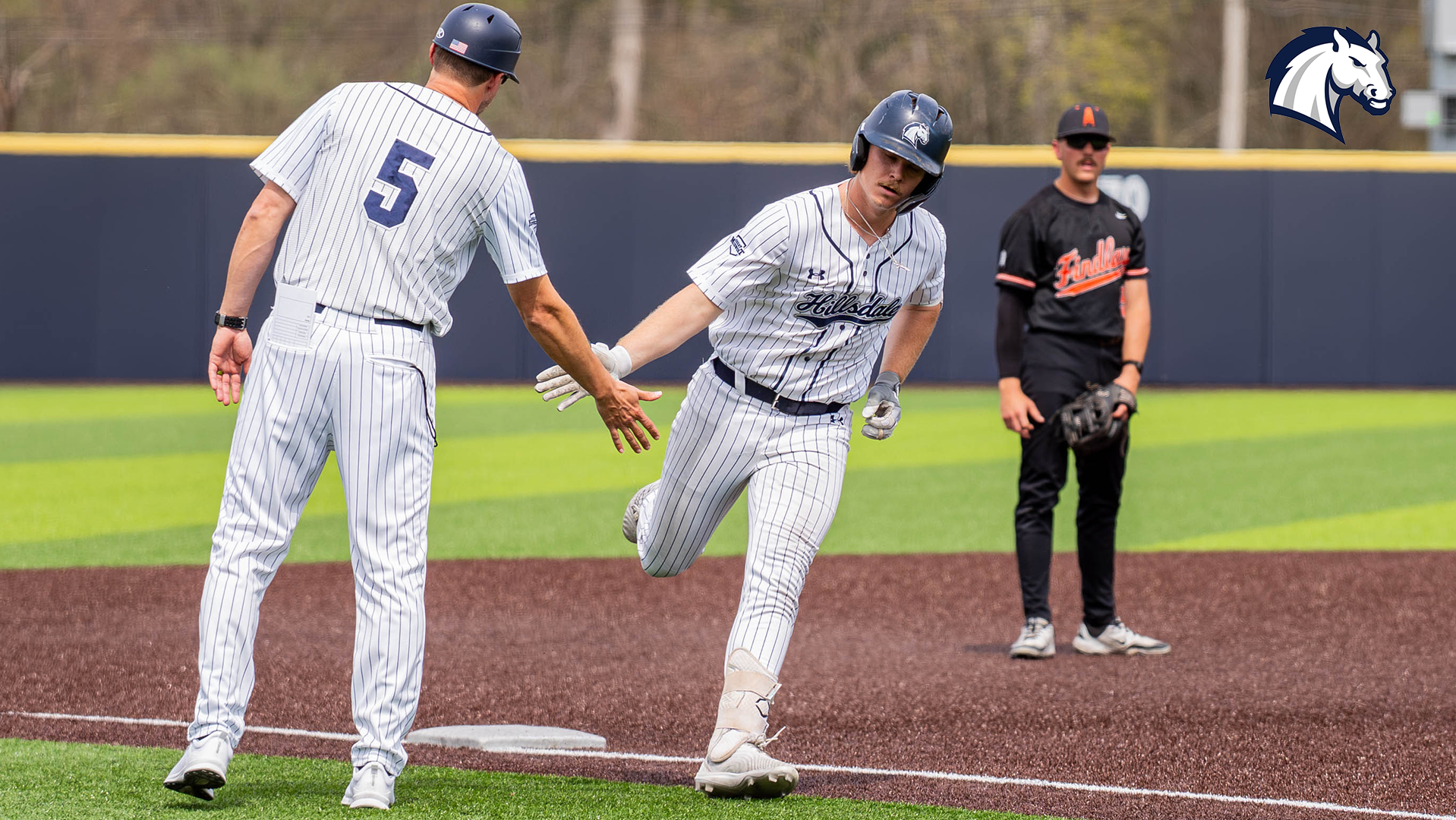 Hillsdale's Will Lehman rounds the bases after hitting a home run against Findlay on April 17, 2026.