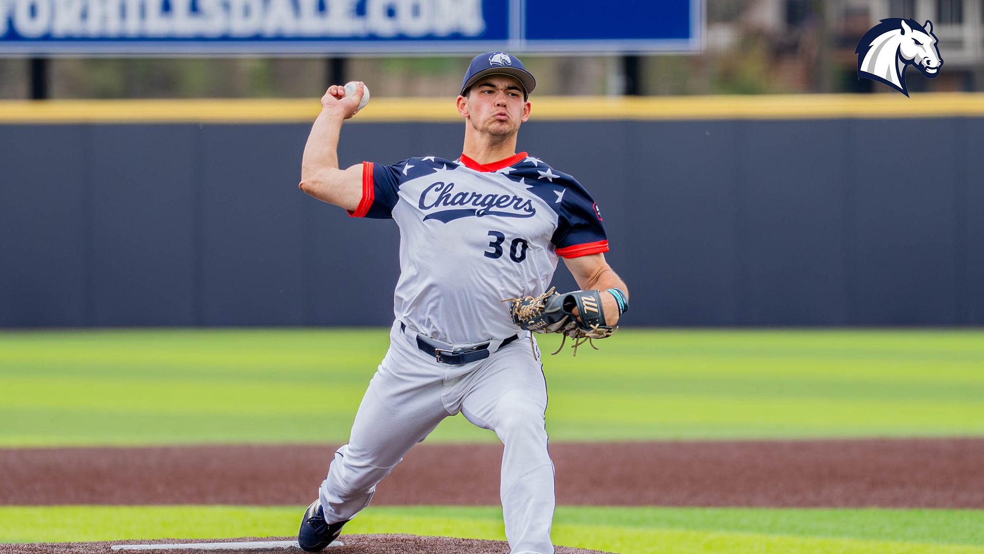 Hillsdale's Drew Law pitches against Tiffin on April 24, 2026.