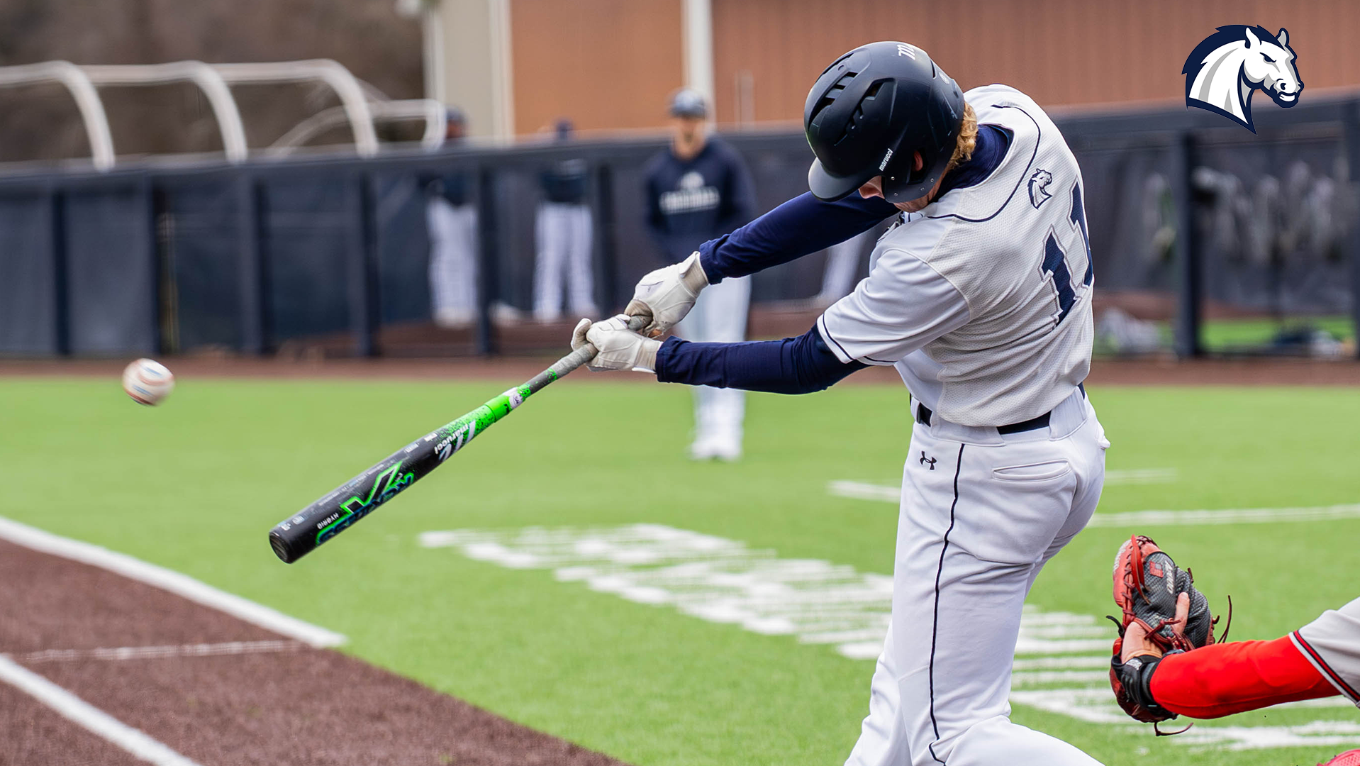Nolan Coppens hits a fly ball during a Wednesday, April 1 2026 contest against Davenport.