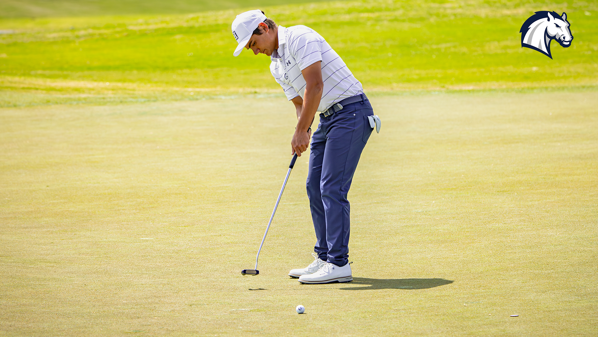 Hillsdale's Oliver Marshall putts during the 2026 Music City Invitational in Nashville, Tennessee.
