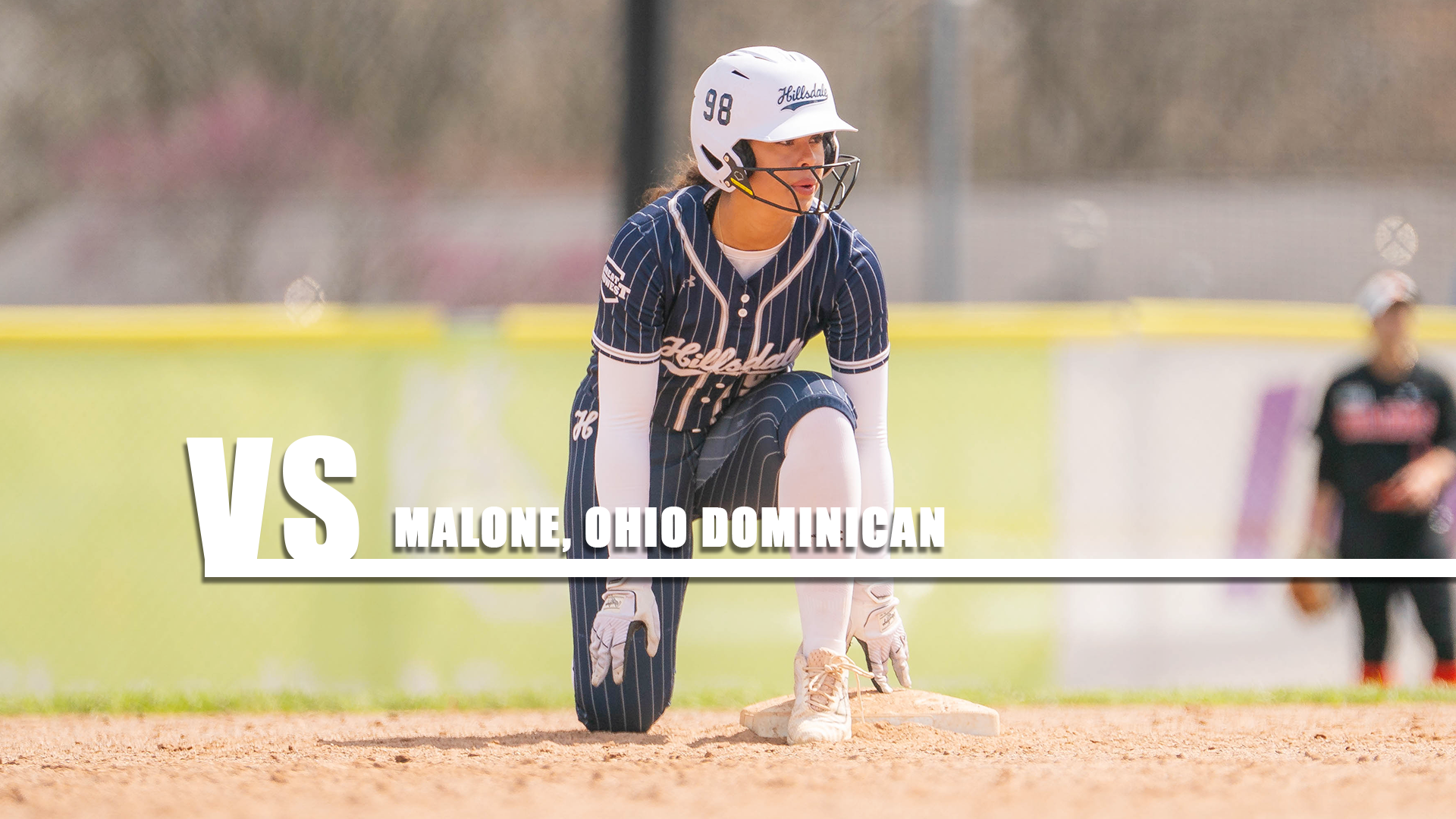 Hillsdale's Cayla Contreras prepares to run on second base during a doubleheader at Findlay on April 6, 2026.