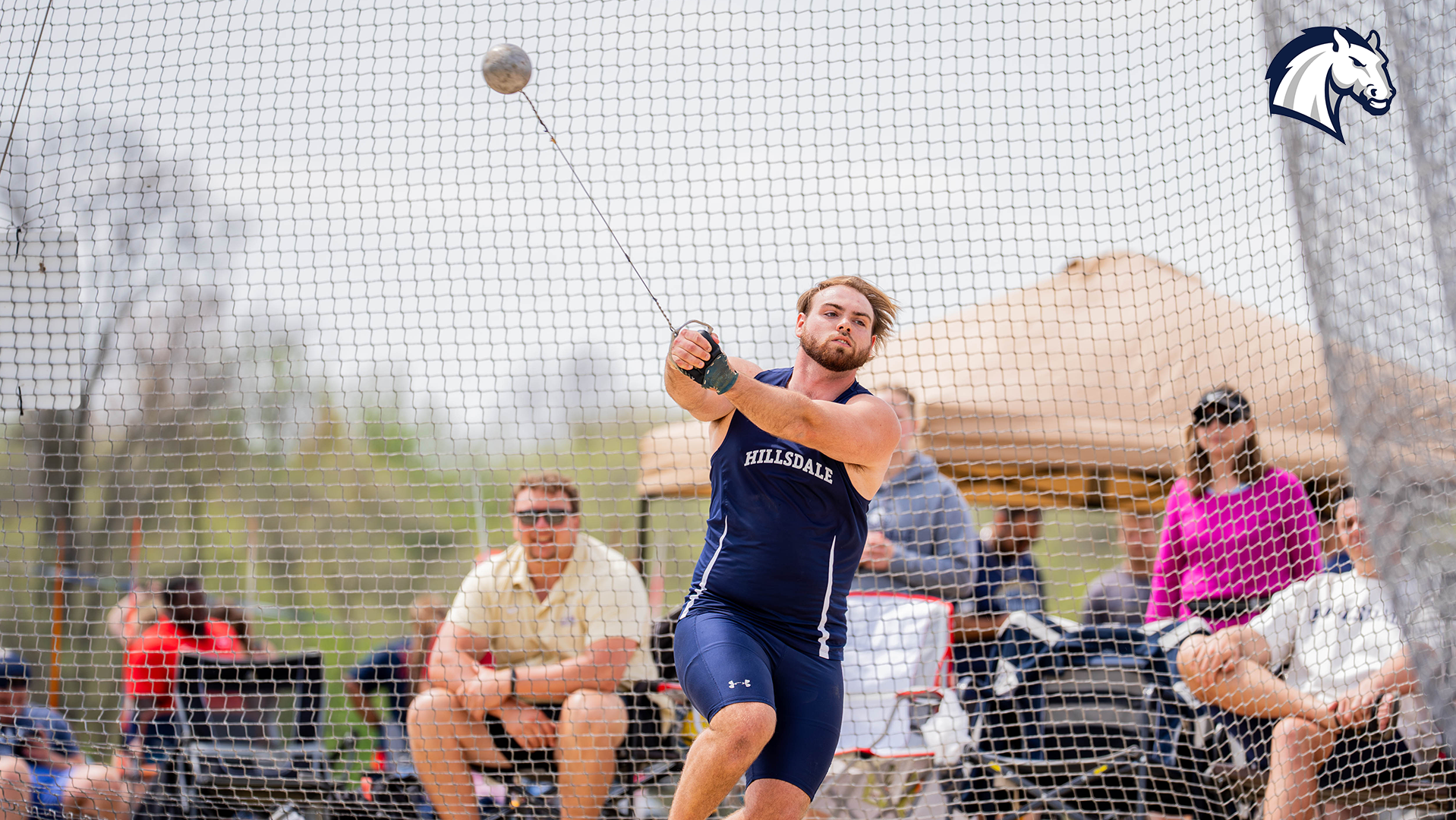Hillsdale's Matthew Belanich competes in the hammer throw at the 2026 Hillsdale Tune-Up.