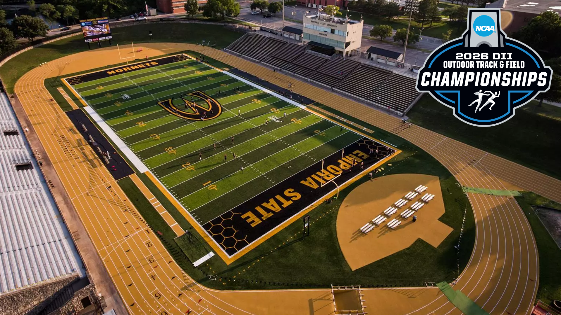 Aerial shot of Francis G. Welch Stadium in Emporia, Kansas.