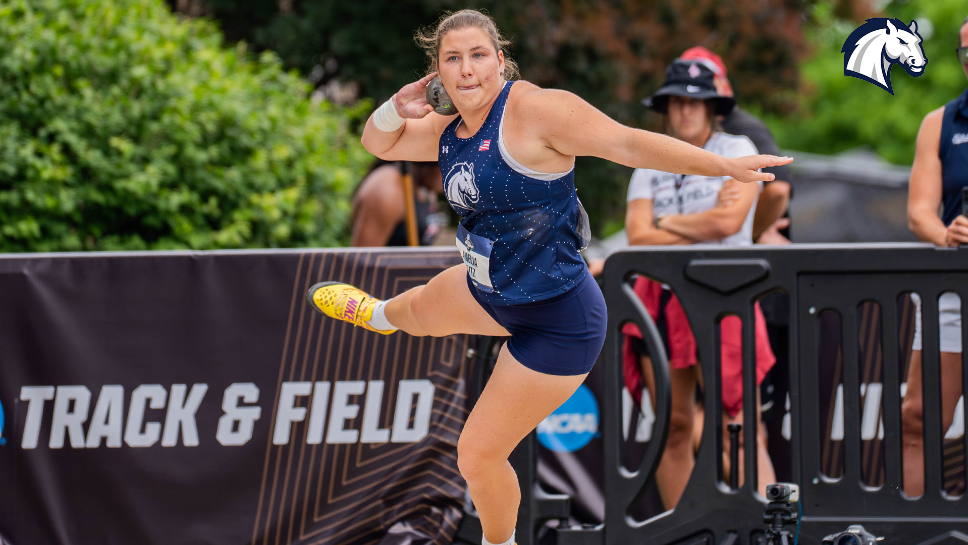 Hillsdale's Amelia Lutz competes in the shot put at the 2026 NCAA DII Outdoor Championships on May 23 in Emporia, Kansas.