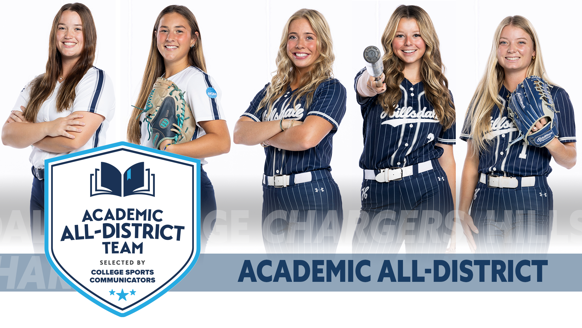 2026 CSC Academic All-District softball honorees (from left): Anna Chellman, Medleigh Danchak, Sydney Davis, Nathalie Hagle, Emma Sather