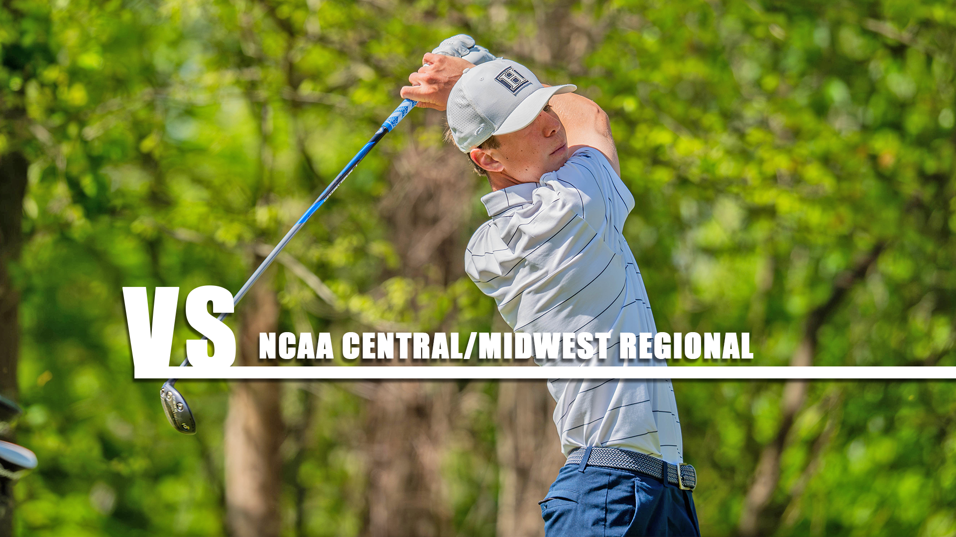 Hillsdale's Jackson Piacsek tees off during the 2026 G-MAC Championships in April.