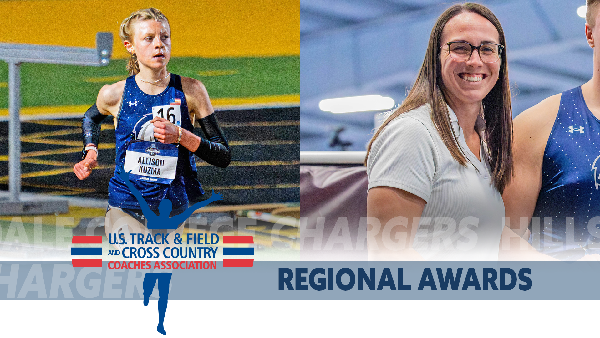 USTFCCCA 2026 Outdoor Awards: Women's Track Athlete of the Year Allison Kuzma and Women's Coach of the Year Jessica Bridenthal.