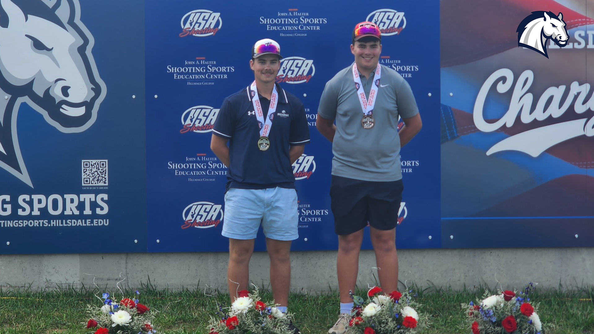 Hillsdale athletes pose with their medals after the 2026 Junior Olympics at Halter Shooting Sports Center.