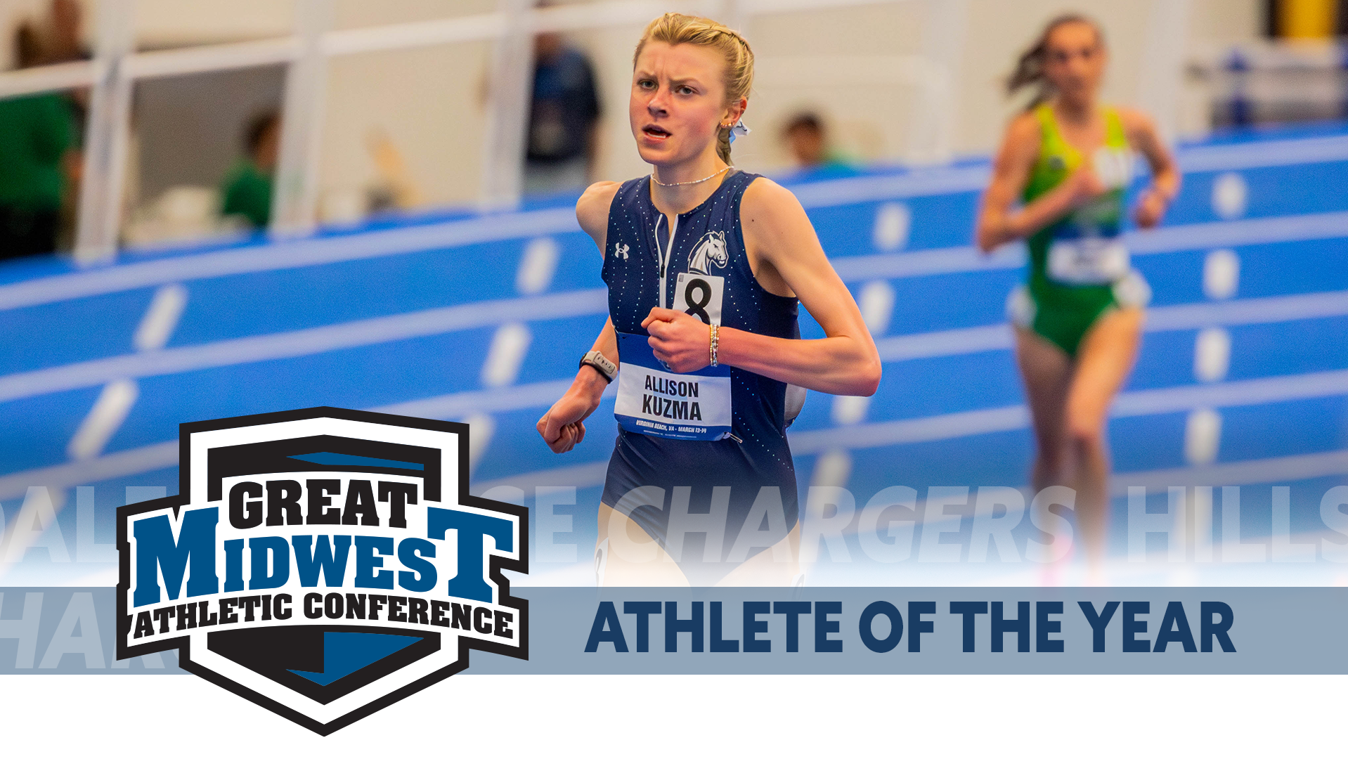 Hillsdale's Allison Kuzma races in the 5K at the 2026 NCAA DII Indoor Championships in Virginia Beach, Virginia.