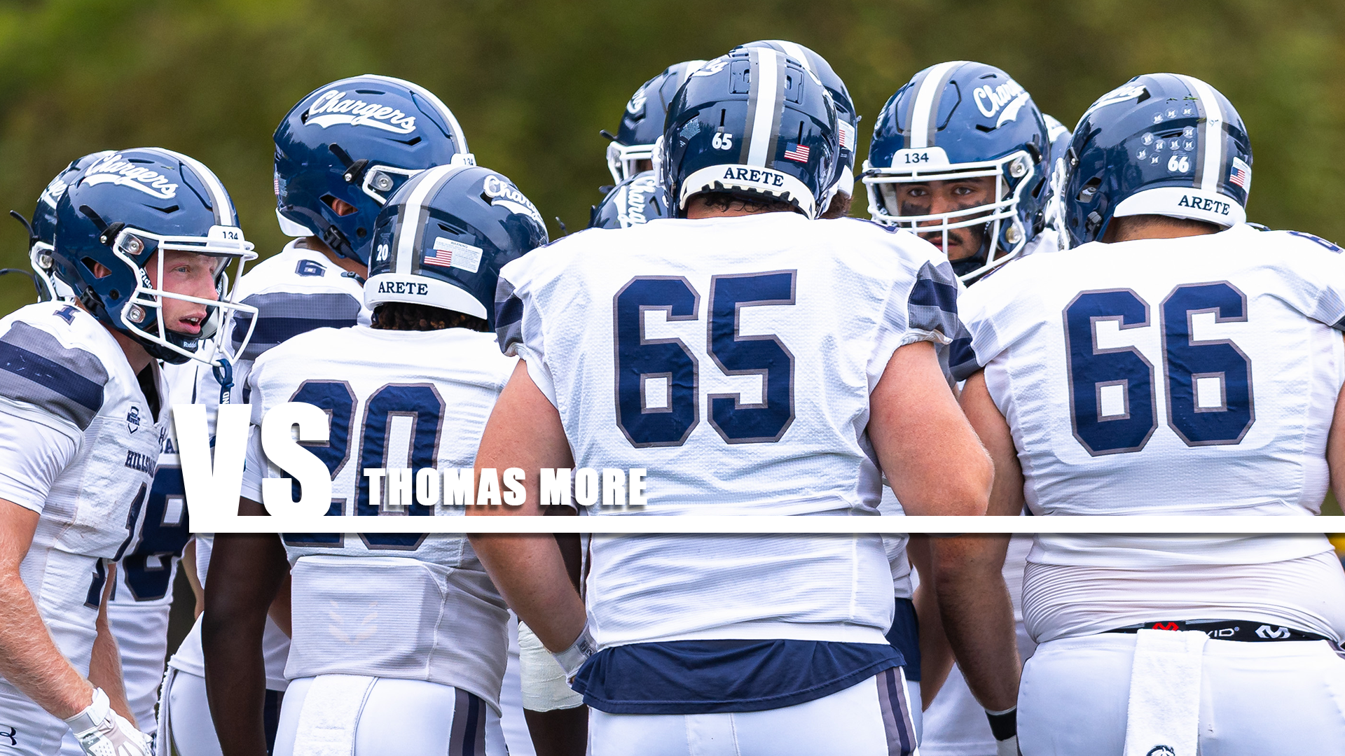 Hillsdale's offense huddles up against Northwood on Saturday, Sept. 19, 2026.