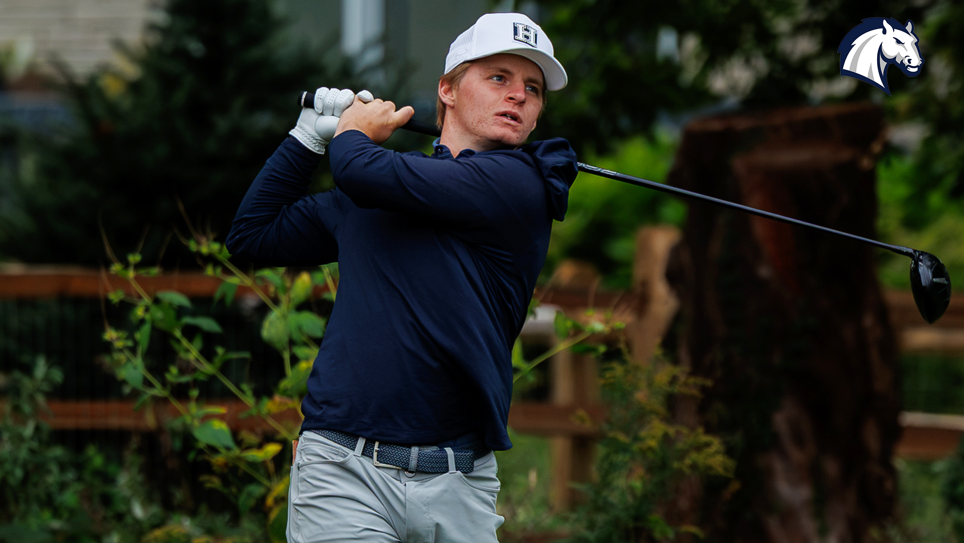 Hillsdale's Parker Stalcup drives a tee shot at the UIndy Fall Invitational on Sept. 22, 2026.