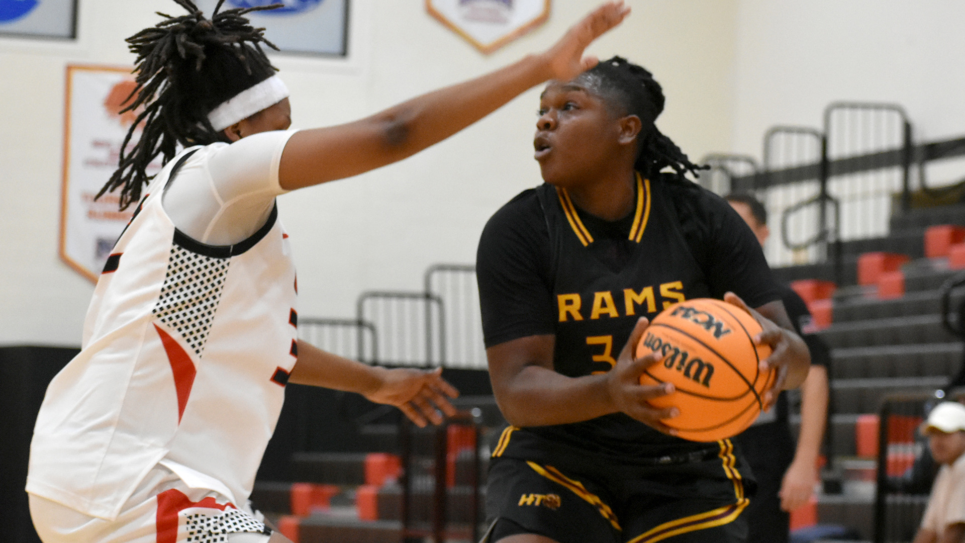 Wilashia Burleson makes a move against a defender in a game earlier this season