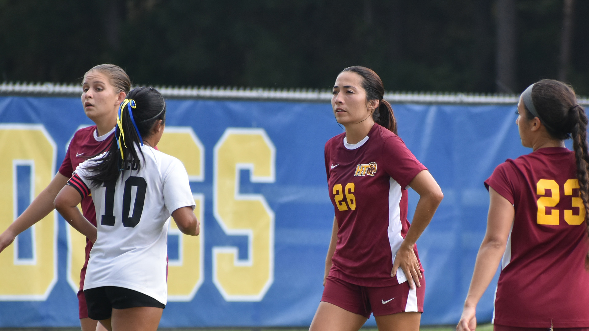 Lincy Villatoro (26) looks ahead as she prepares for the next play in a game last season at Jarvis Christian