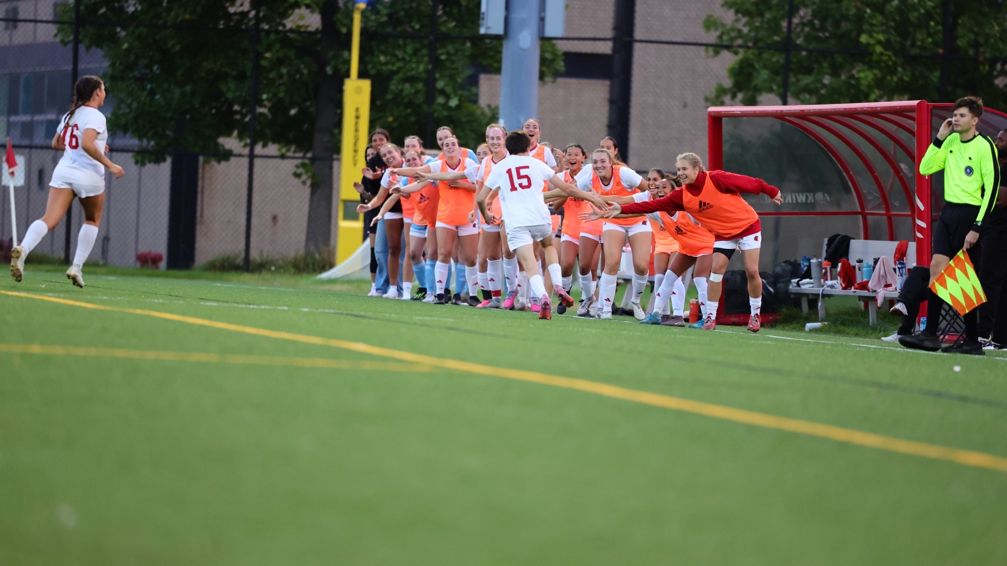 Eva Narvarte celebrating goal vs Nort Park 9-14-26