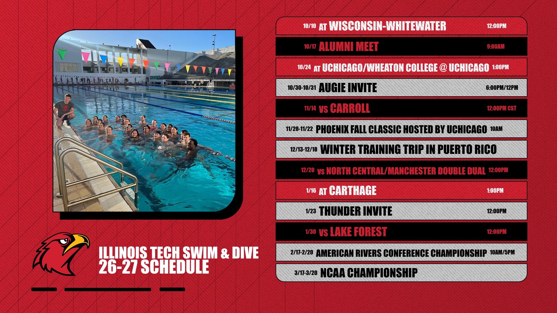 Swim and Dive 2026/2027 schedule