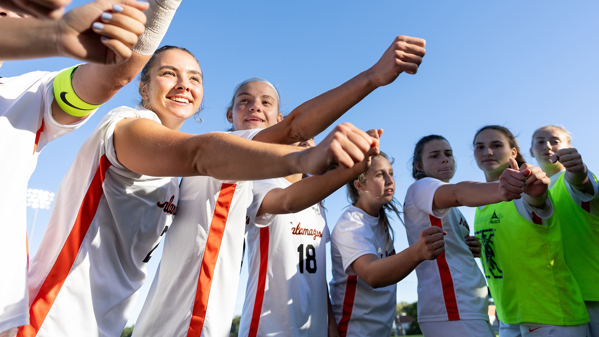 Kalamazoo College Women's Soccer Team Huddle