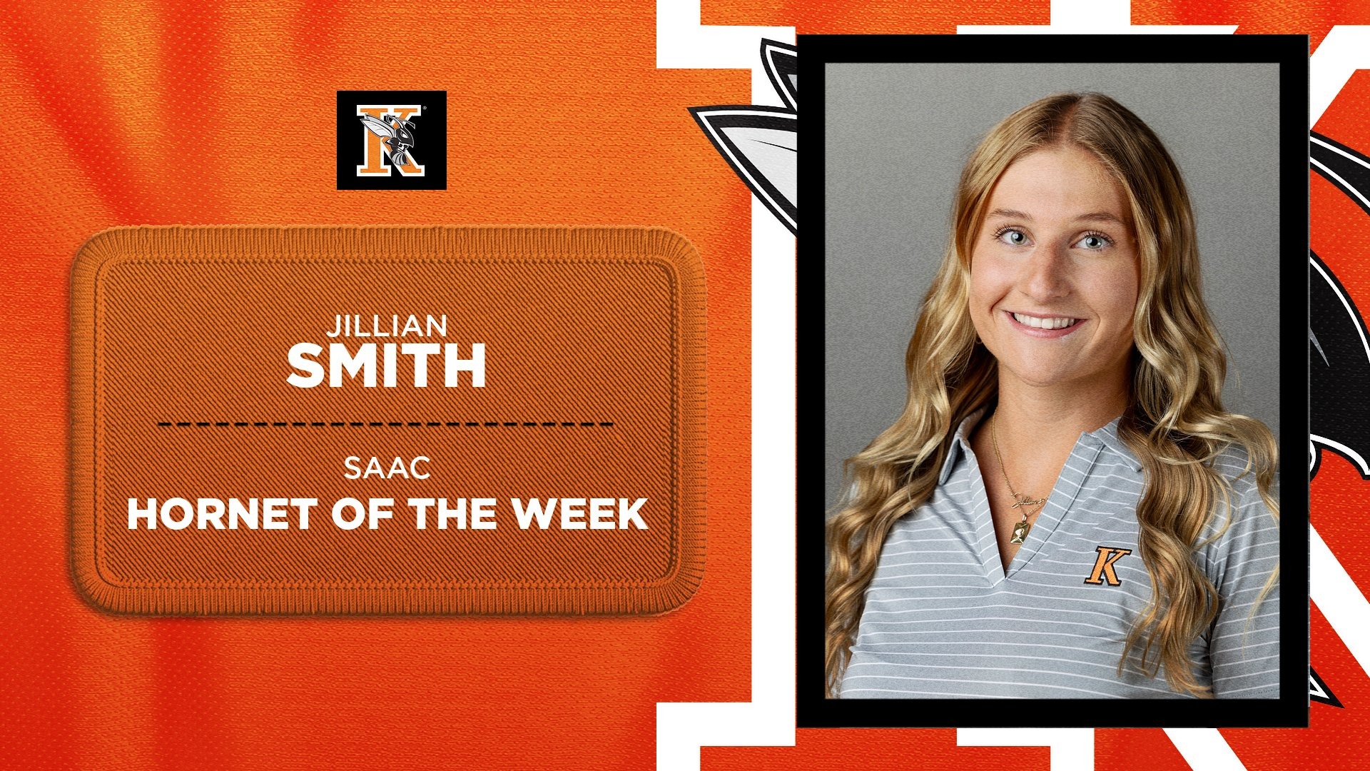 Jillian Smith SAAC Women's Hornet of the Week graphic