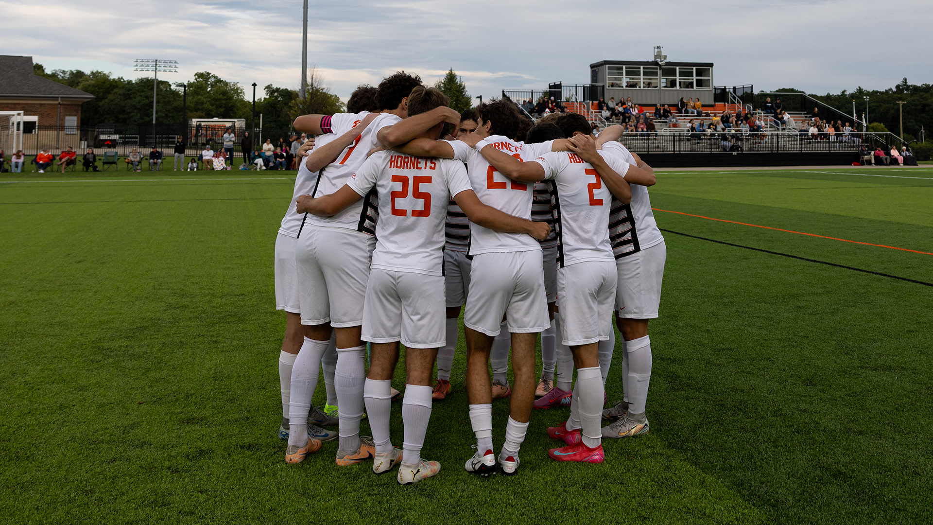 Kalamazoo Men's Soccer team huddle