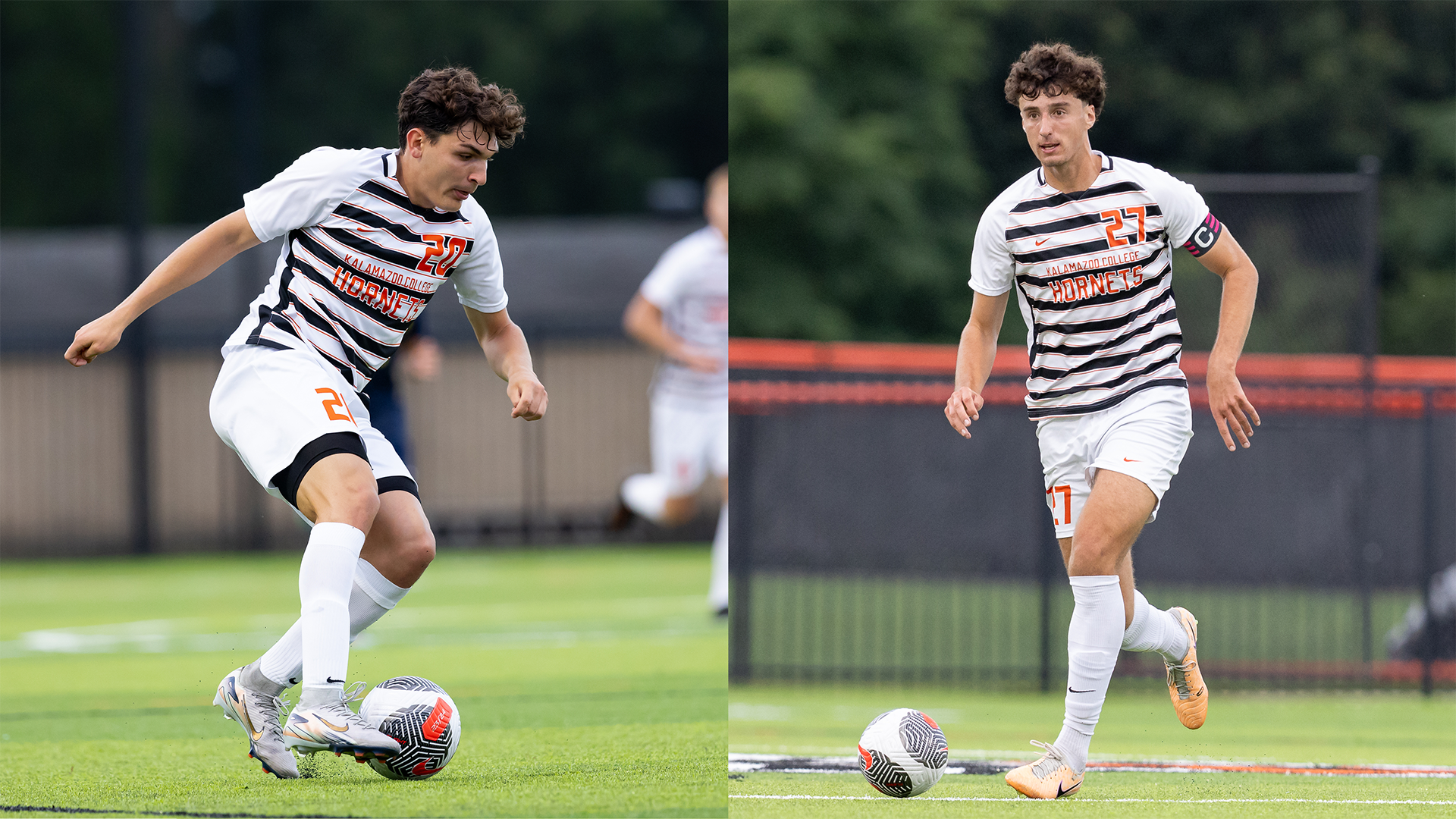 Lucas Ruiz (left) and Evan Pollens-Voigt (right) playing soccer