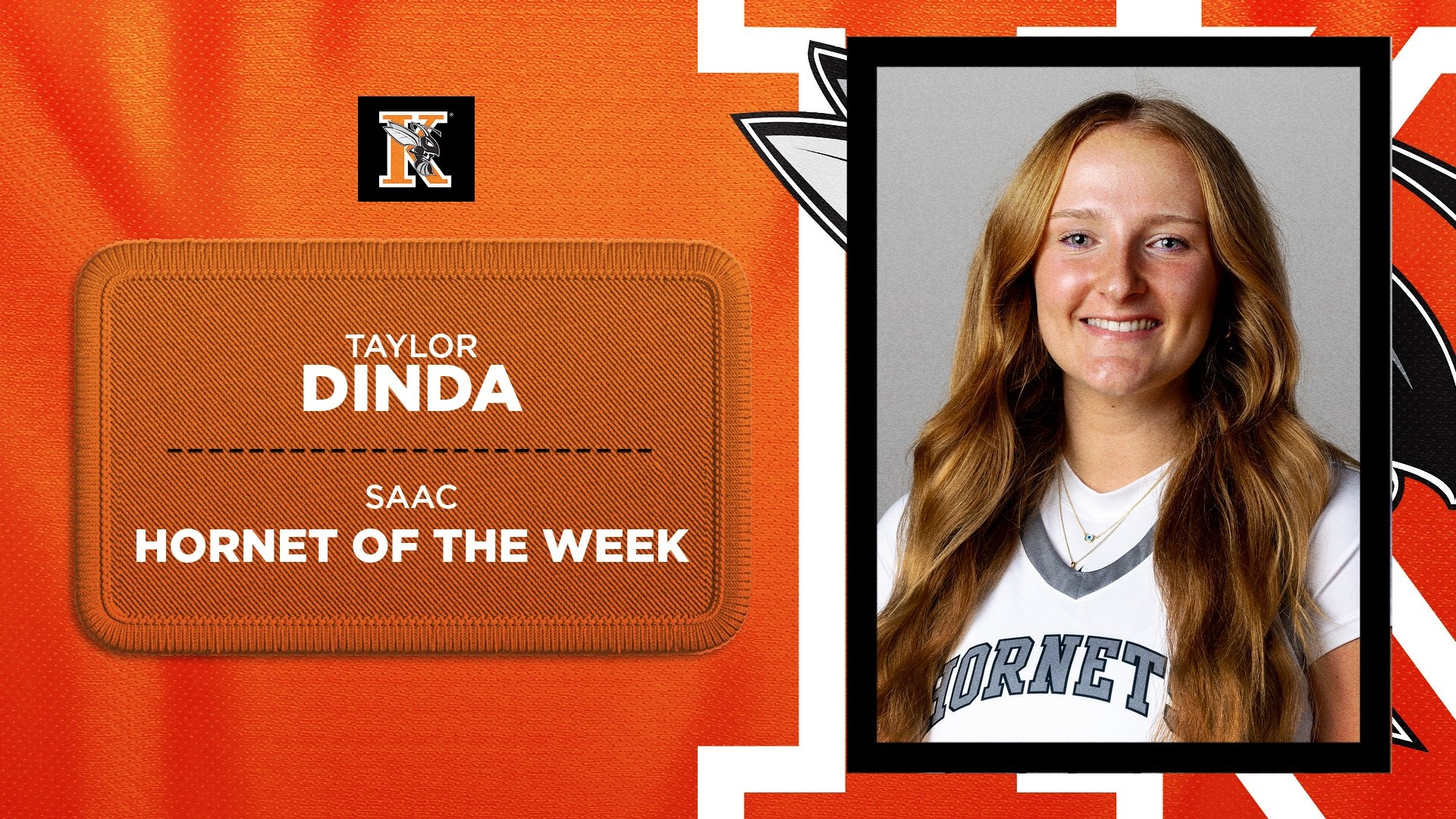 Taylor Dinda Women's Hornet of the Week Graphic