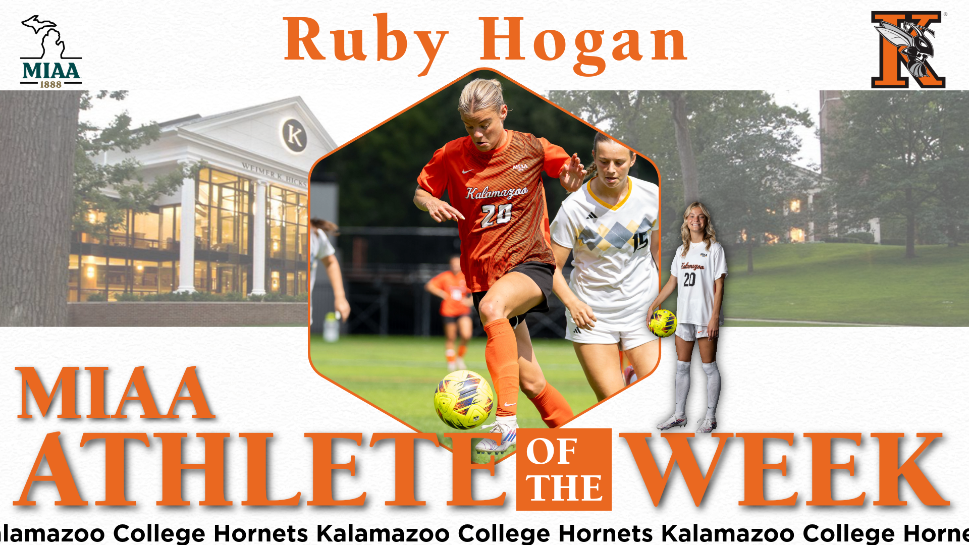 Ruby Hogan was named MIAA Women's Soccer Offensive Player of the Week on October 12, 2026