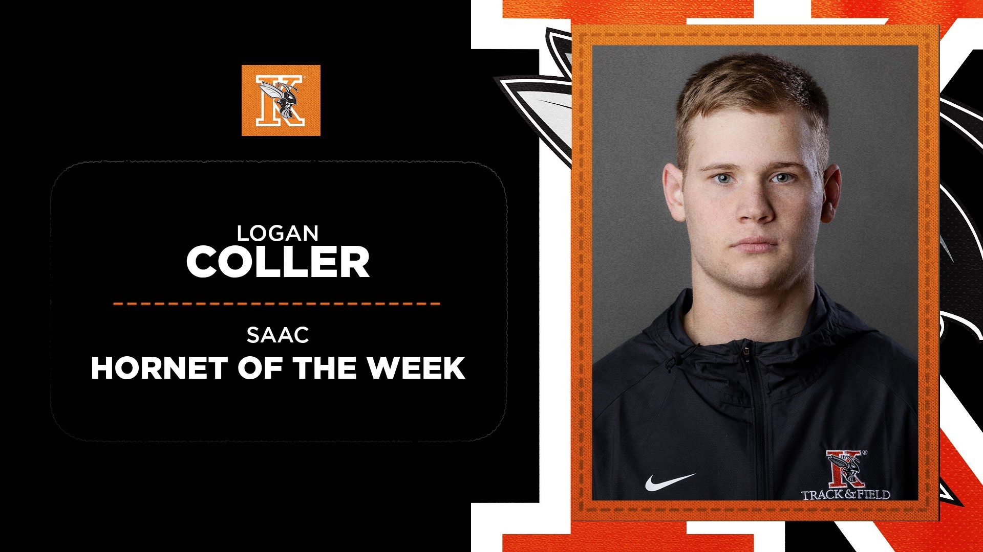 Logan Coller Men's Hornet of the Week Graphic