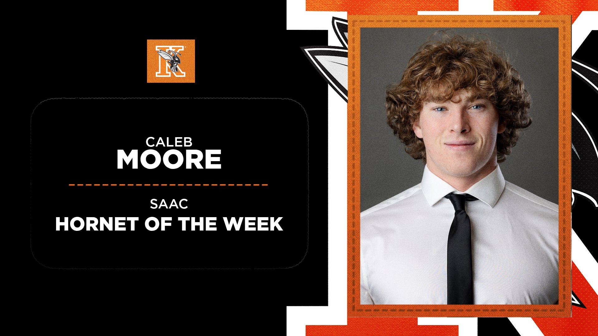 Caleb Moore Men's Hornet of the Week Graphic